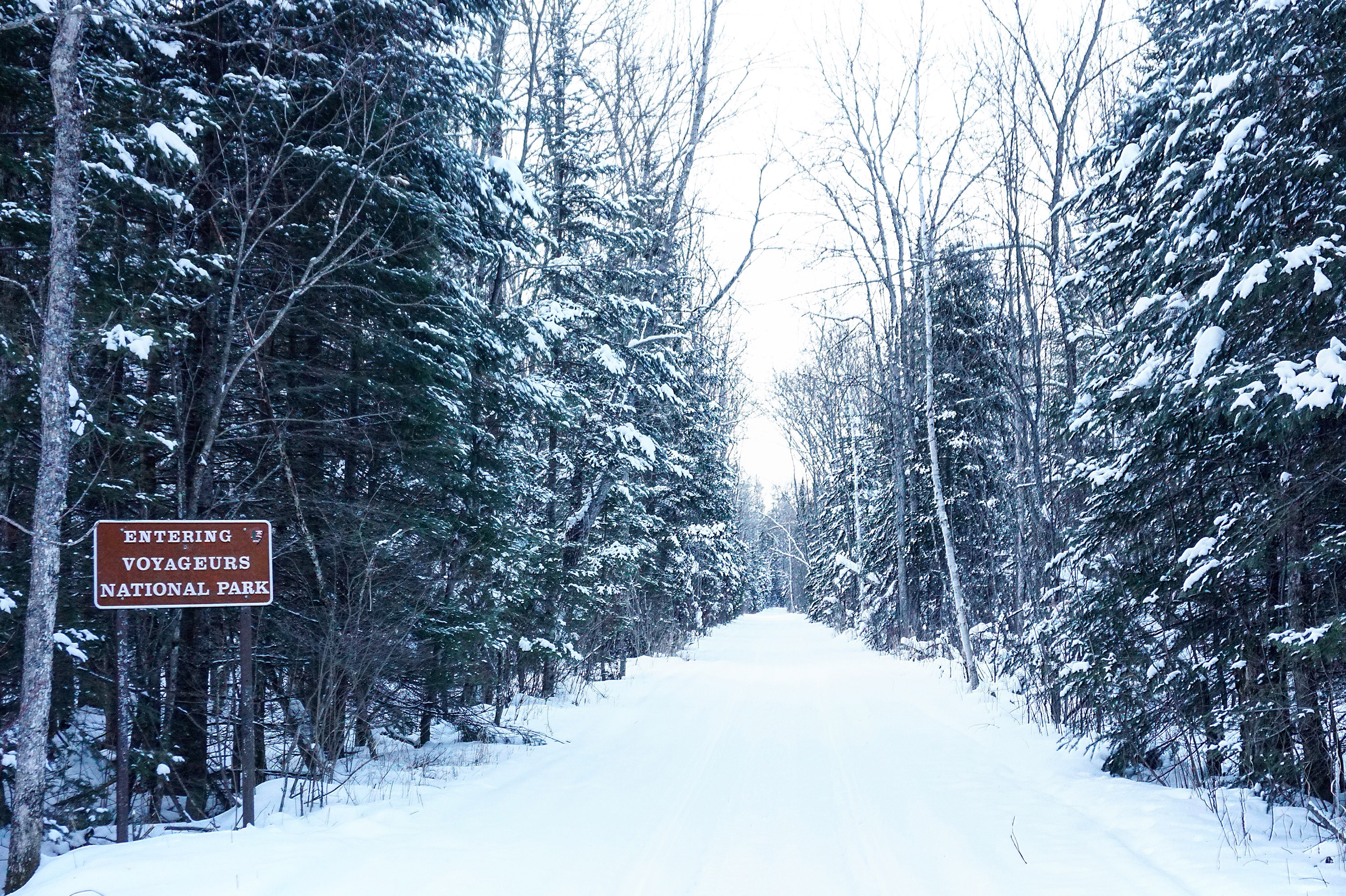 Voyageurs National Park entrance in winter