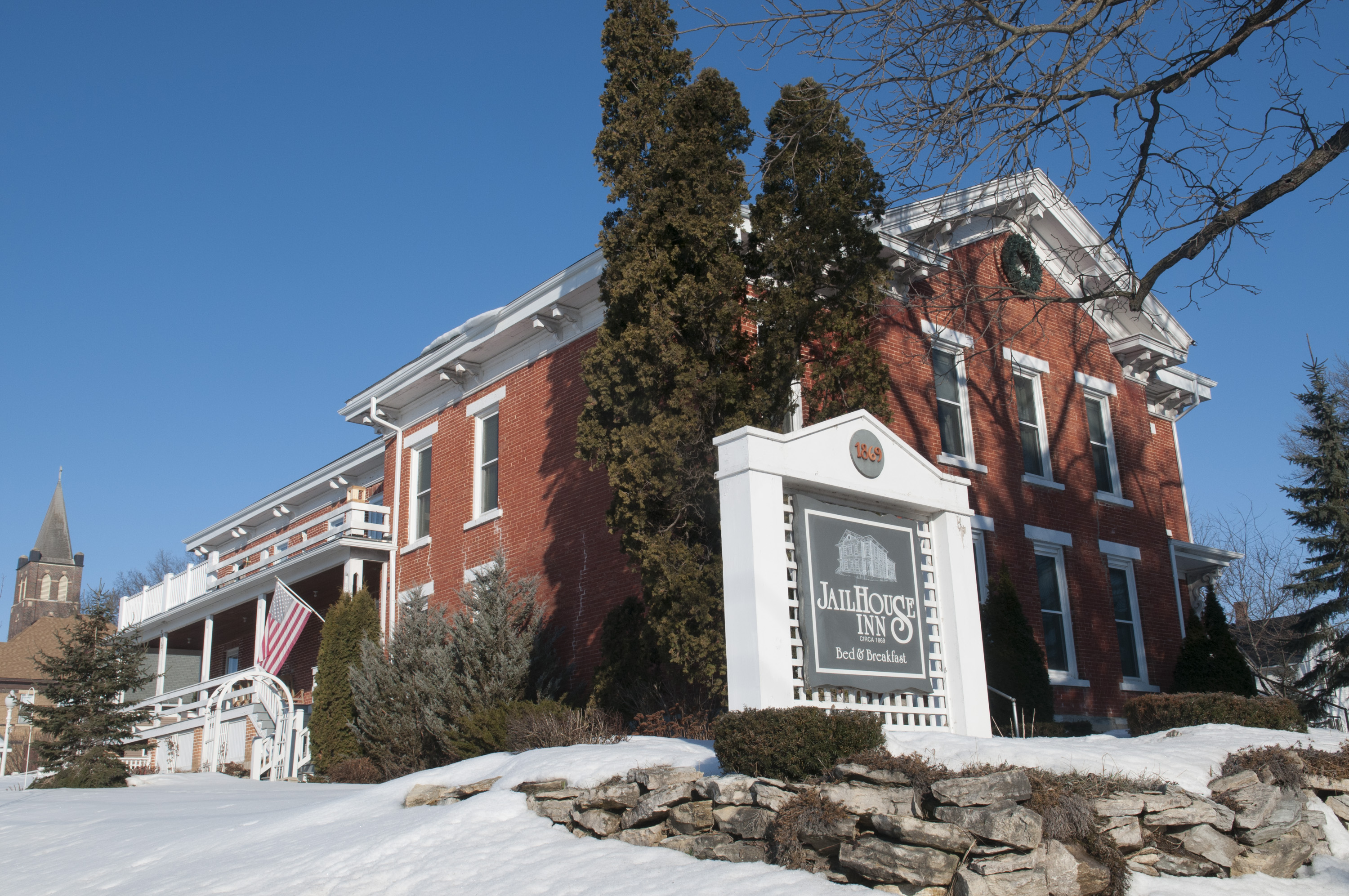 The Jail House B&B in Preston Minnesota during the winter