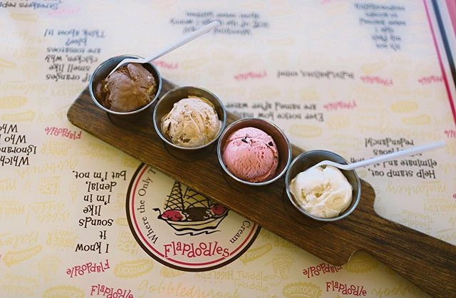 Flight of ice cream at Flapdoodles in Rochester