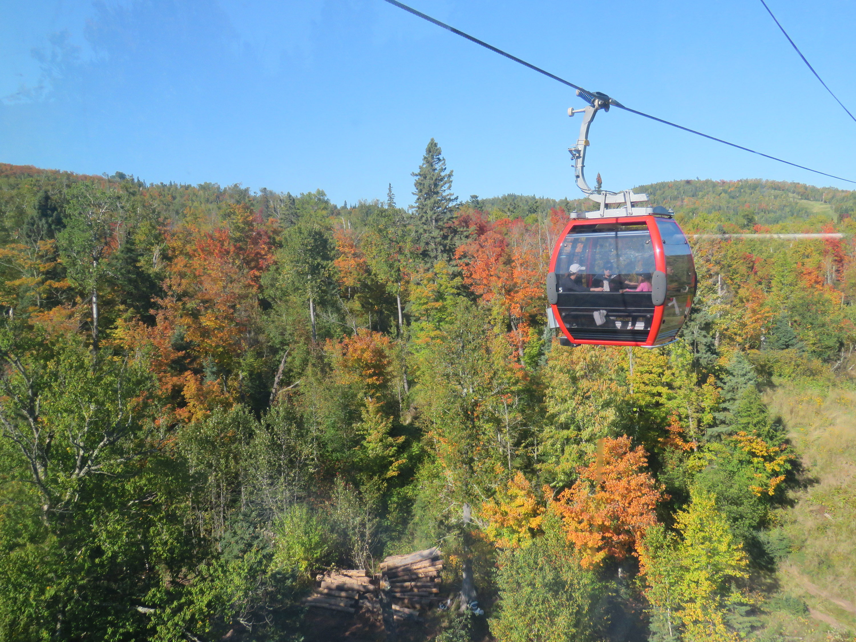 Group in Gondola Seeing Sightseeing on the Summit Express Gondola at Lutsen Mountains