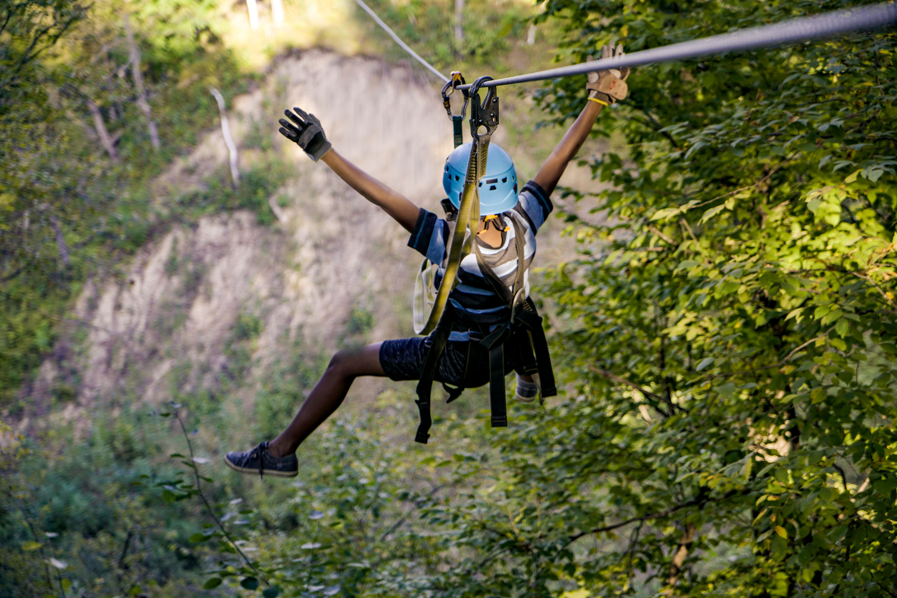 Boy on zip line