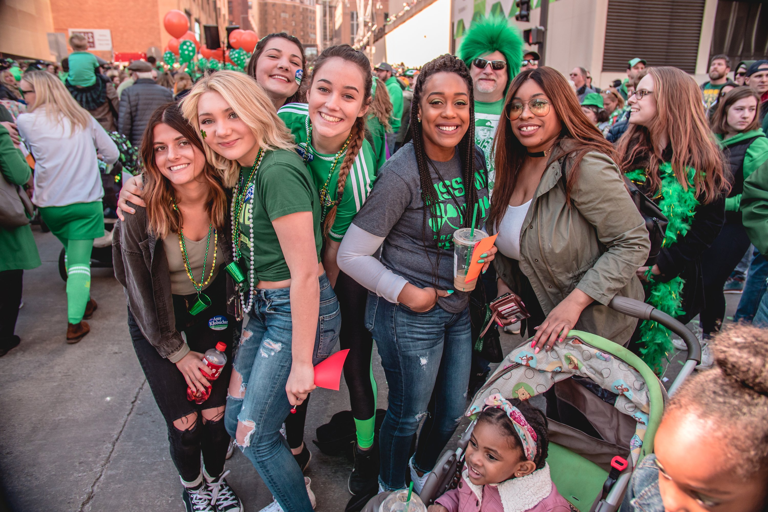 Group of friends at St. Patrick's Day Parade