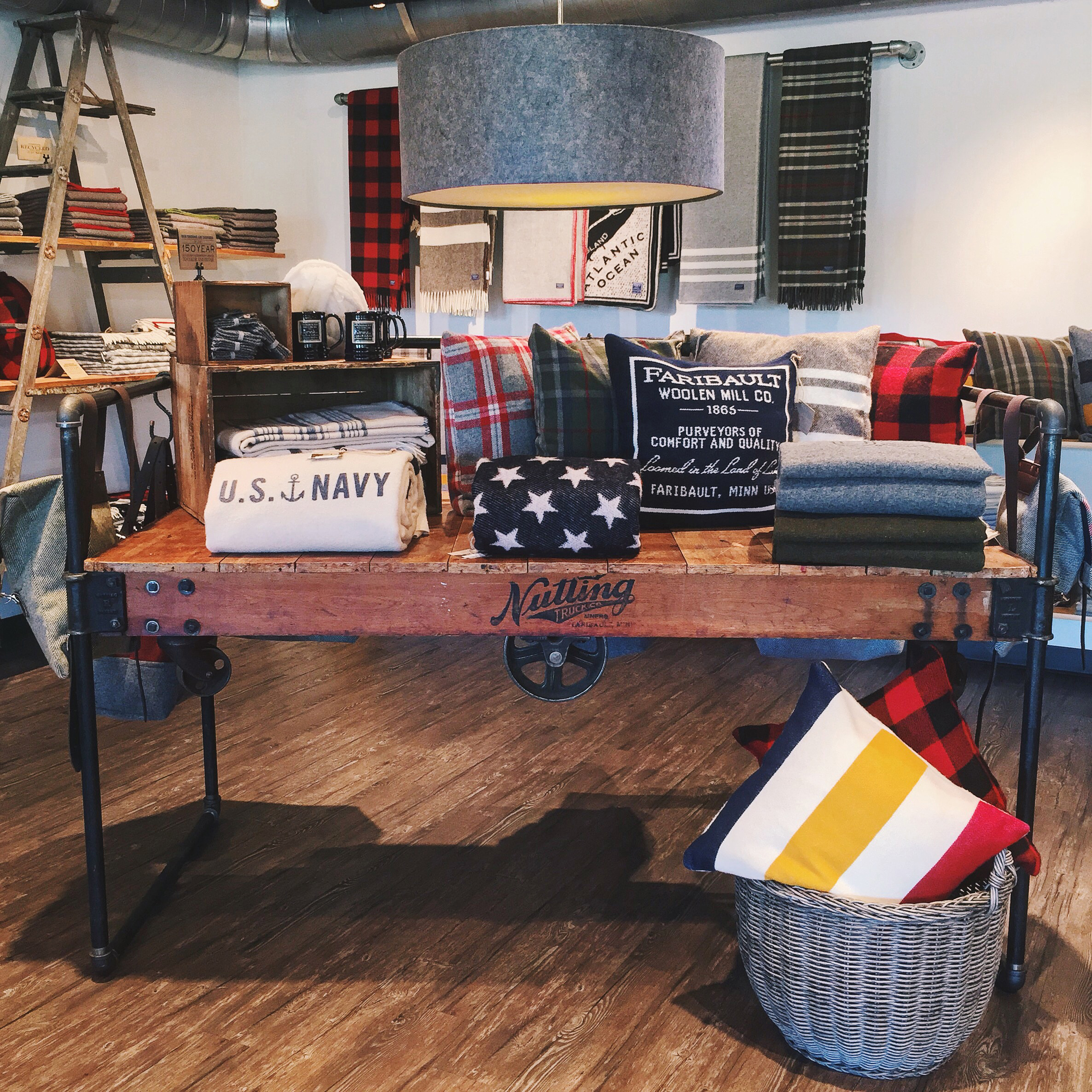 Display at Faribault Woolen Mills store