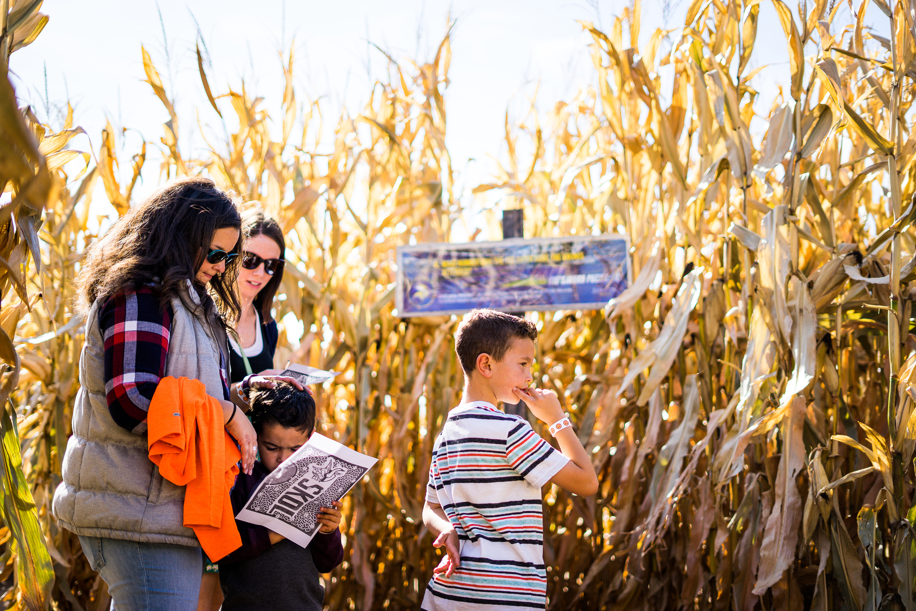 Family in corn maze