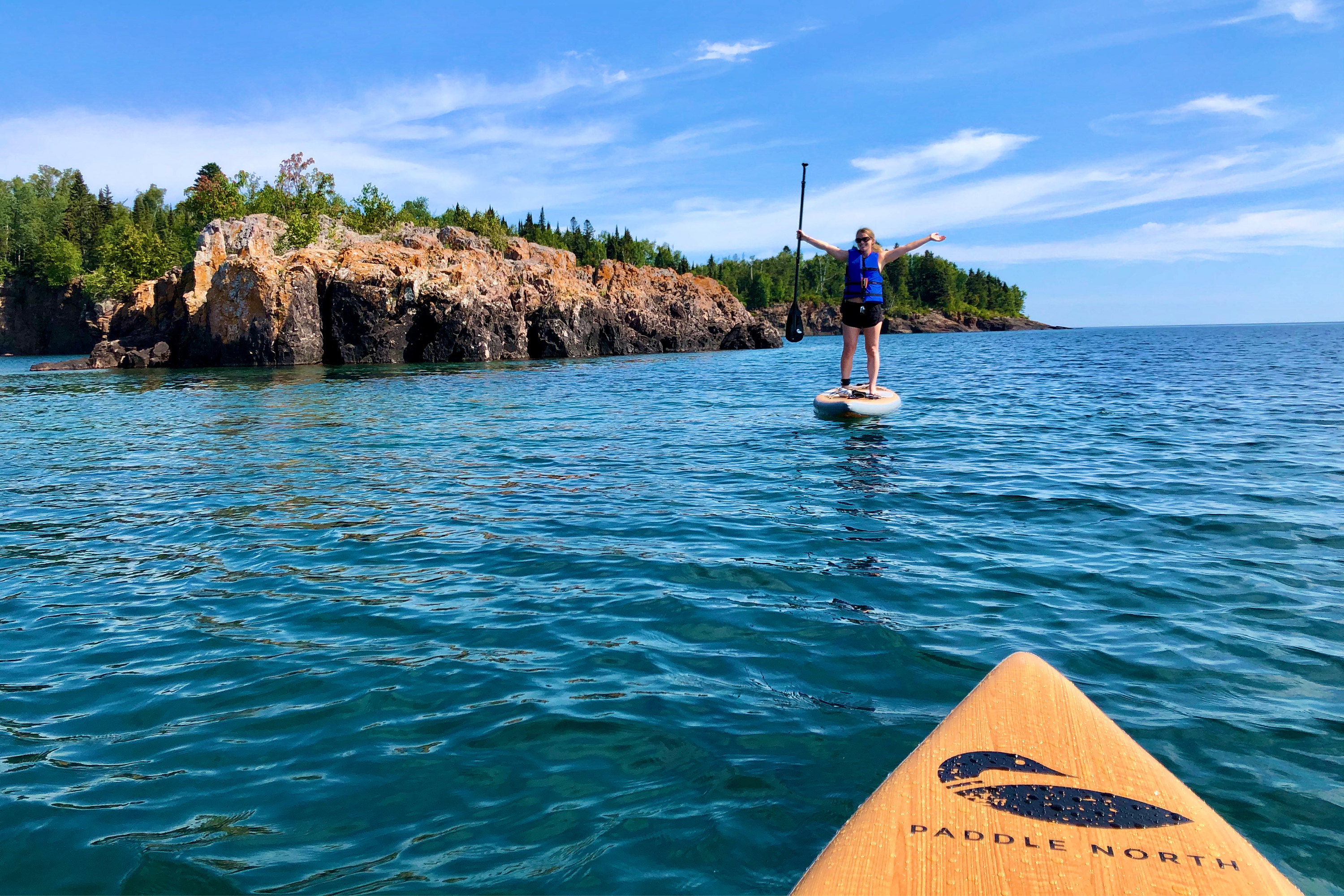 Paddling on Lake Superior near Black Beach