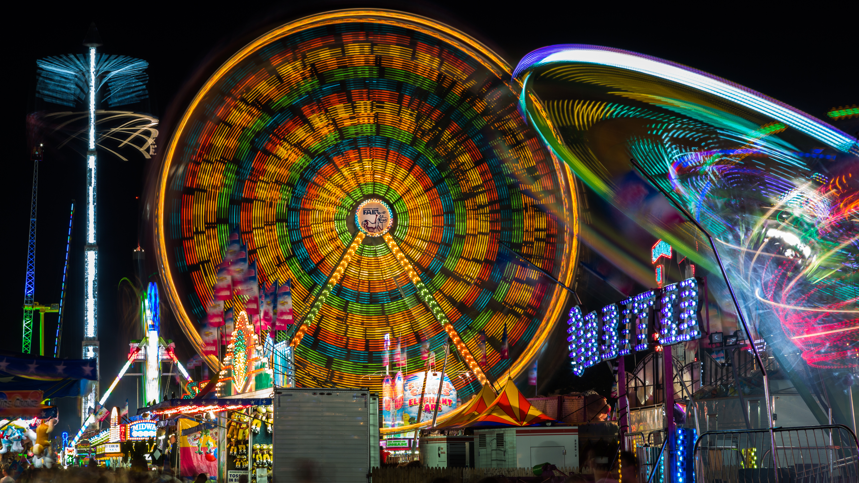 Minnesota State Fair midway at night