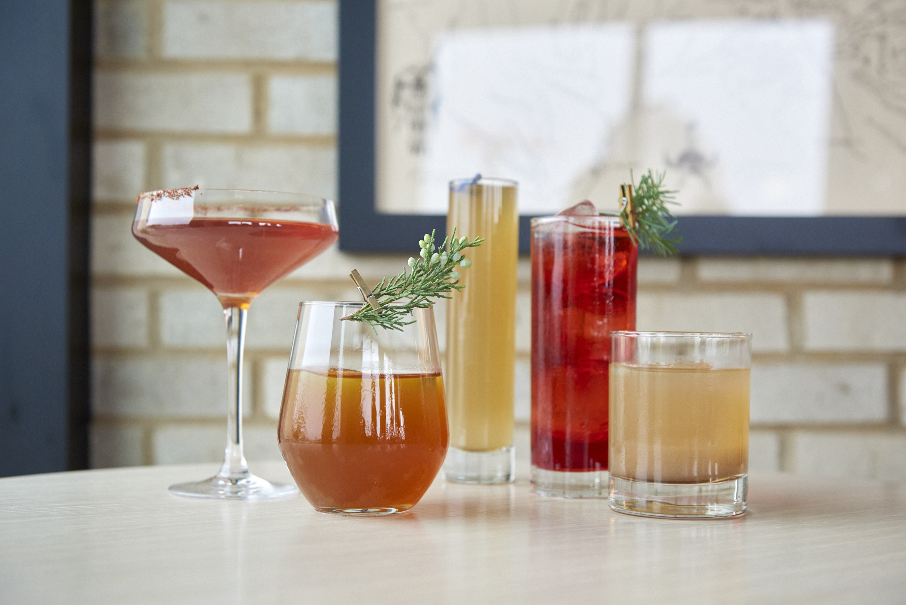 The mocktail lineup at Owamni in downtown Minneapolis