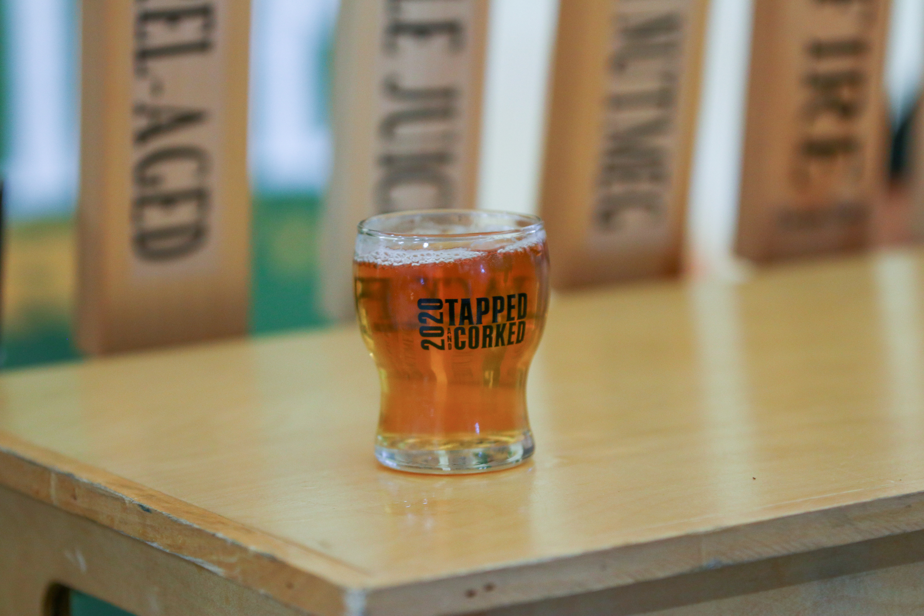 A tasting glass from Tapped and Corked