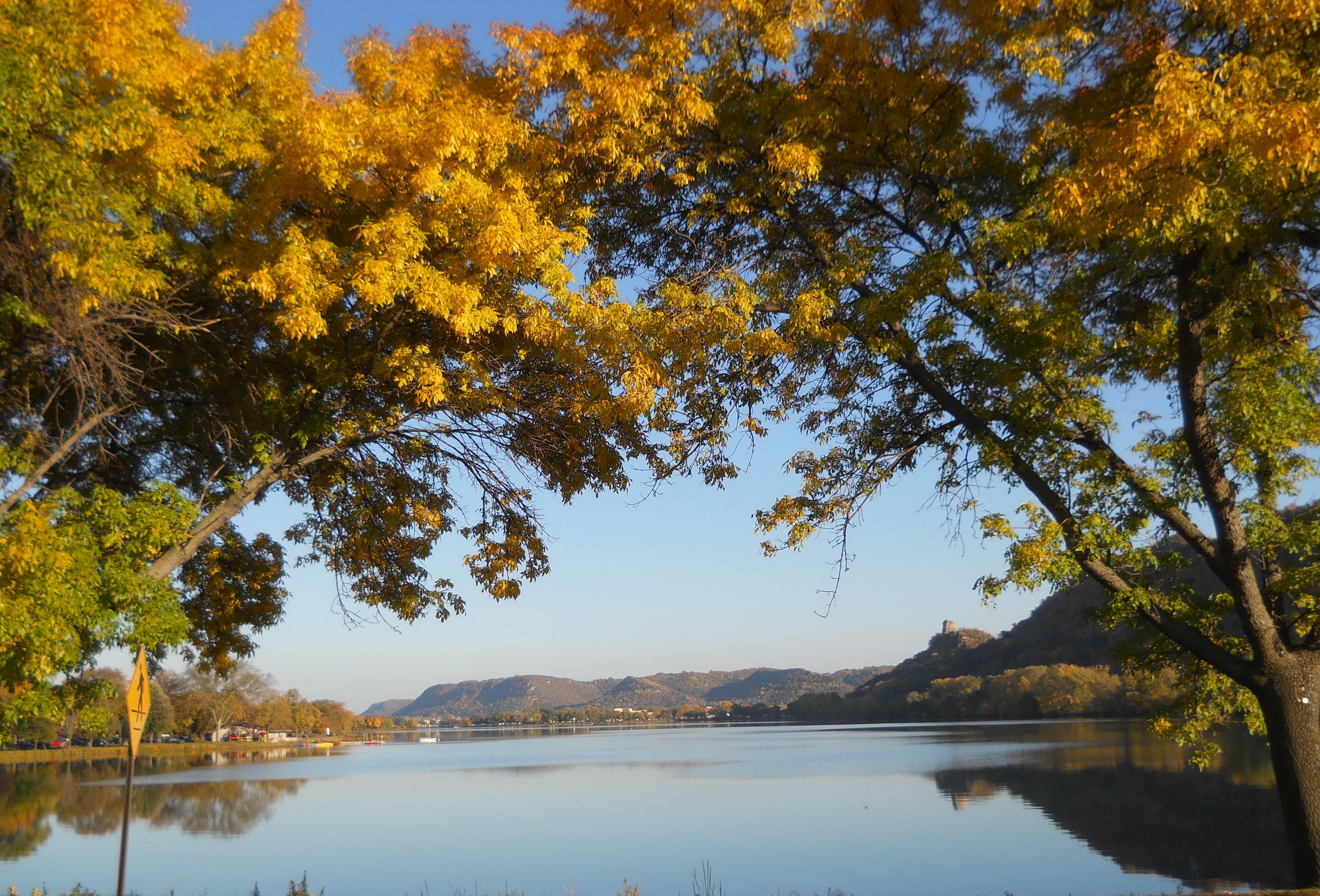 Fall colors along the Sugar Loaf bluff in Winona