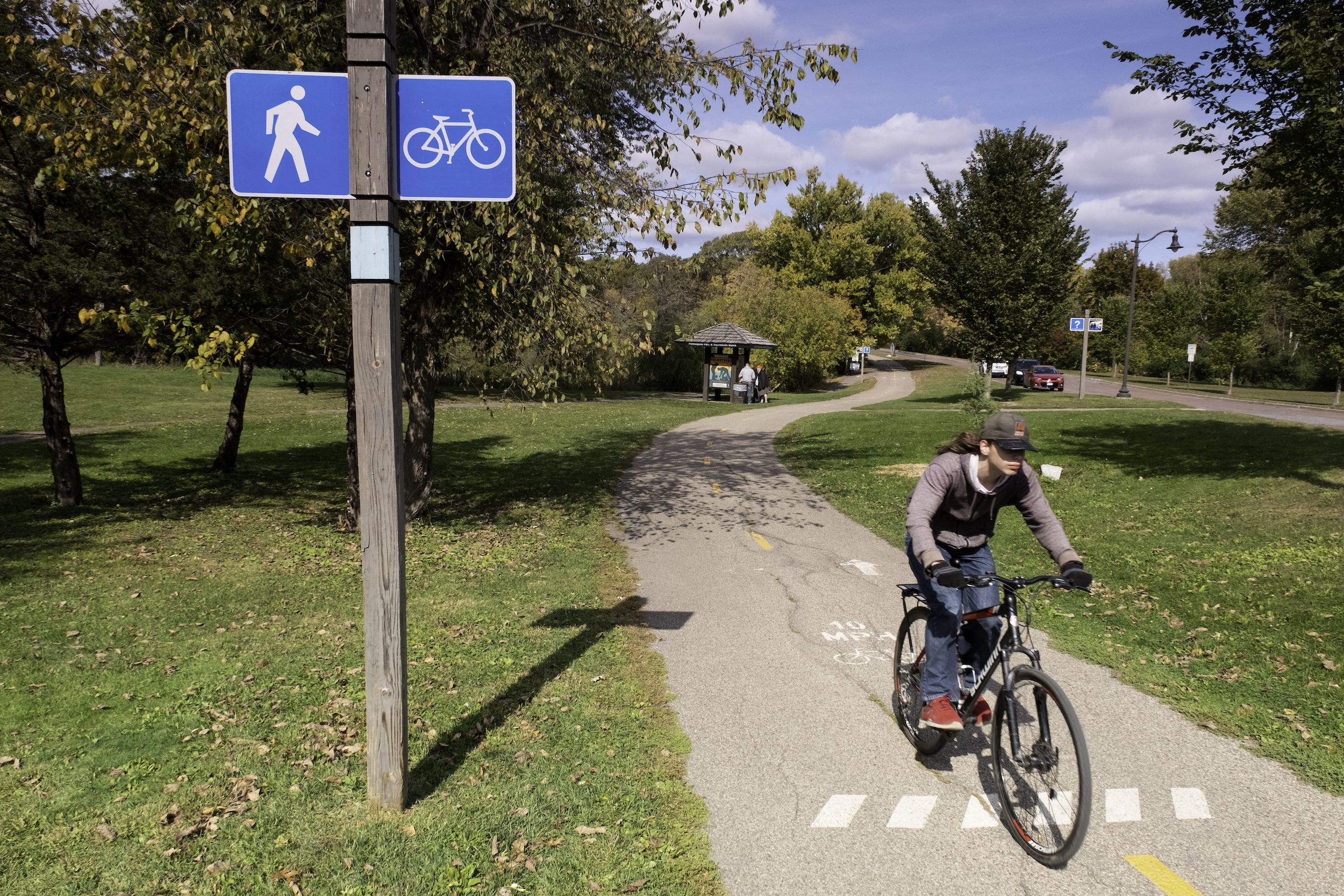 A biker in Theodore Wirth Park
