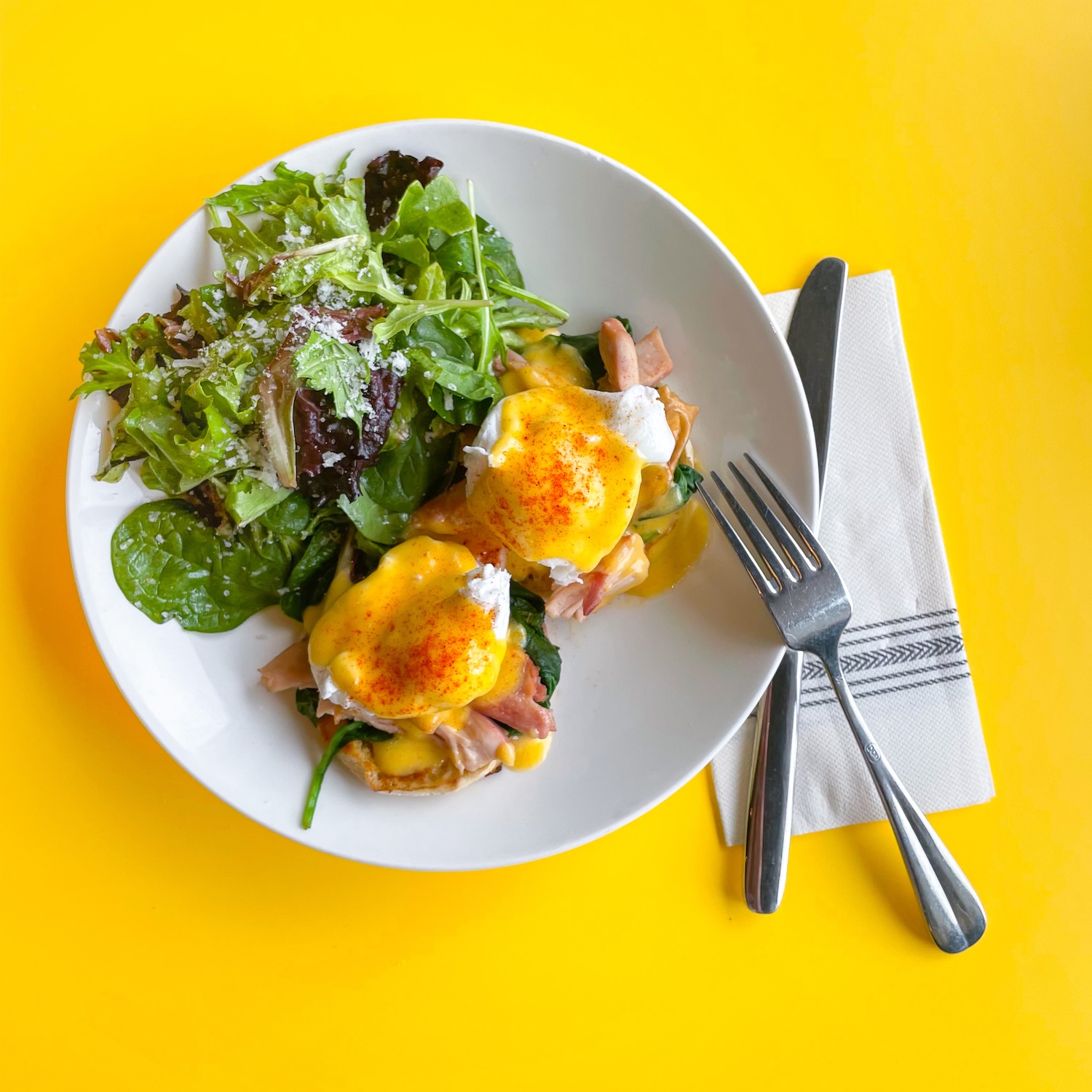 An Eggs Benedict special at Benedict's Rochester