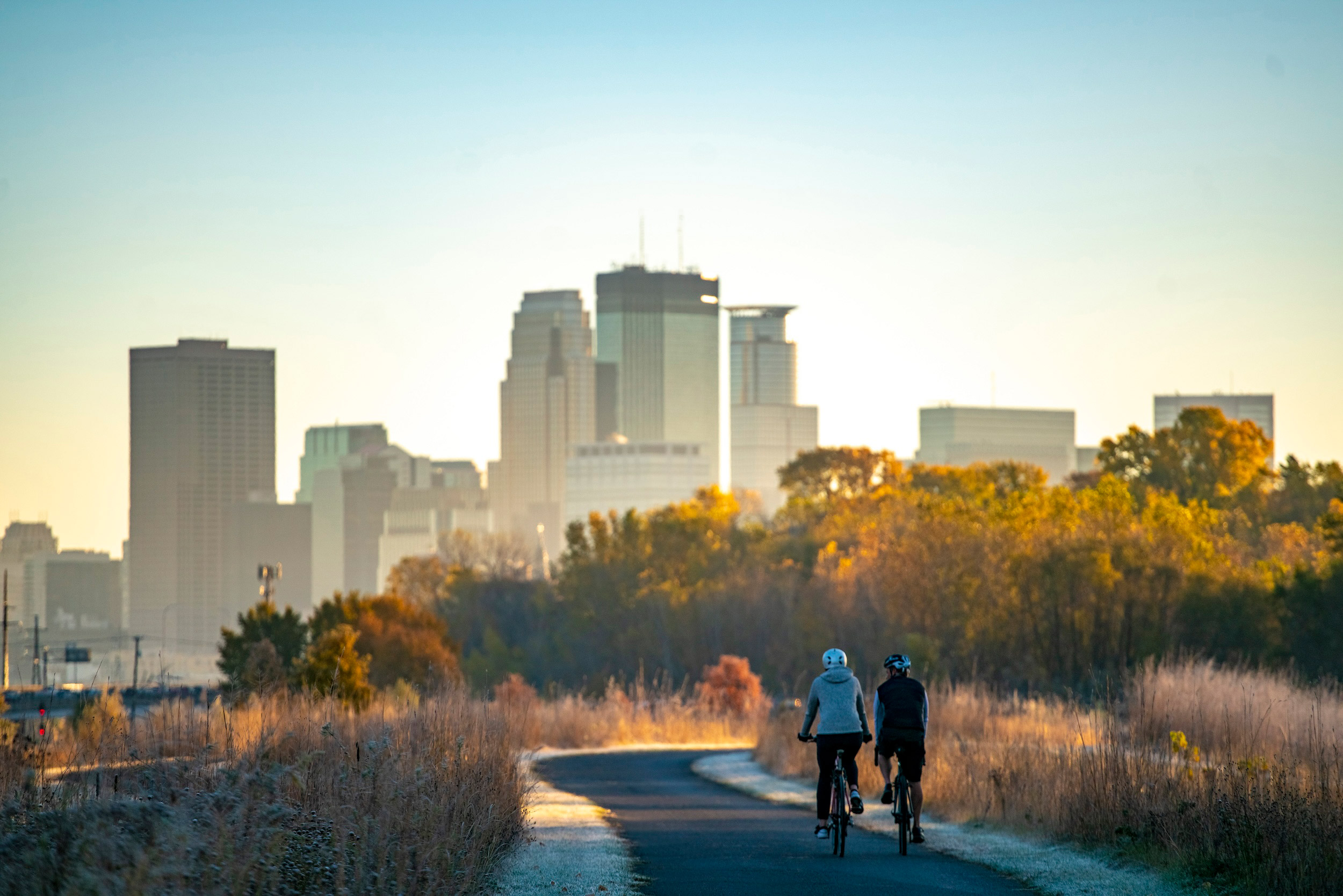 Biking on the Cedar Lake Trail in Minneapolis