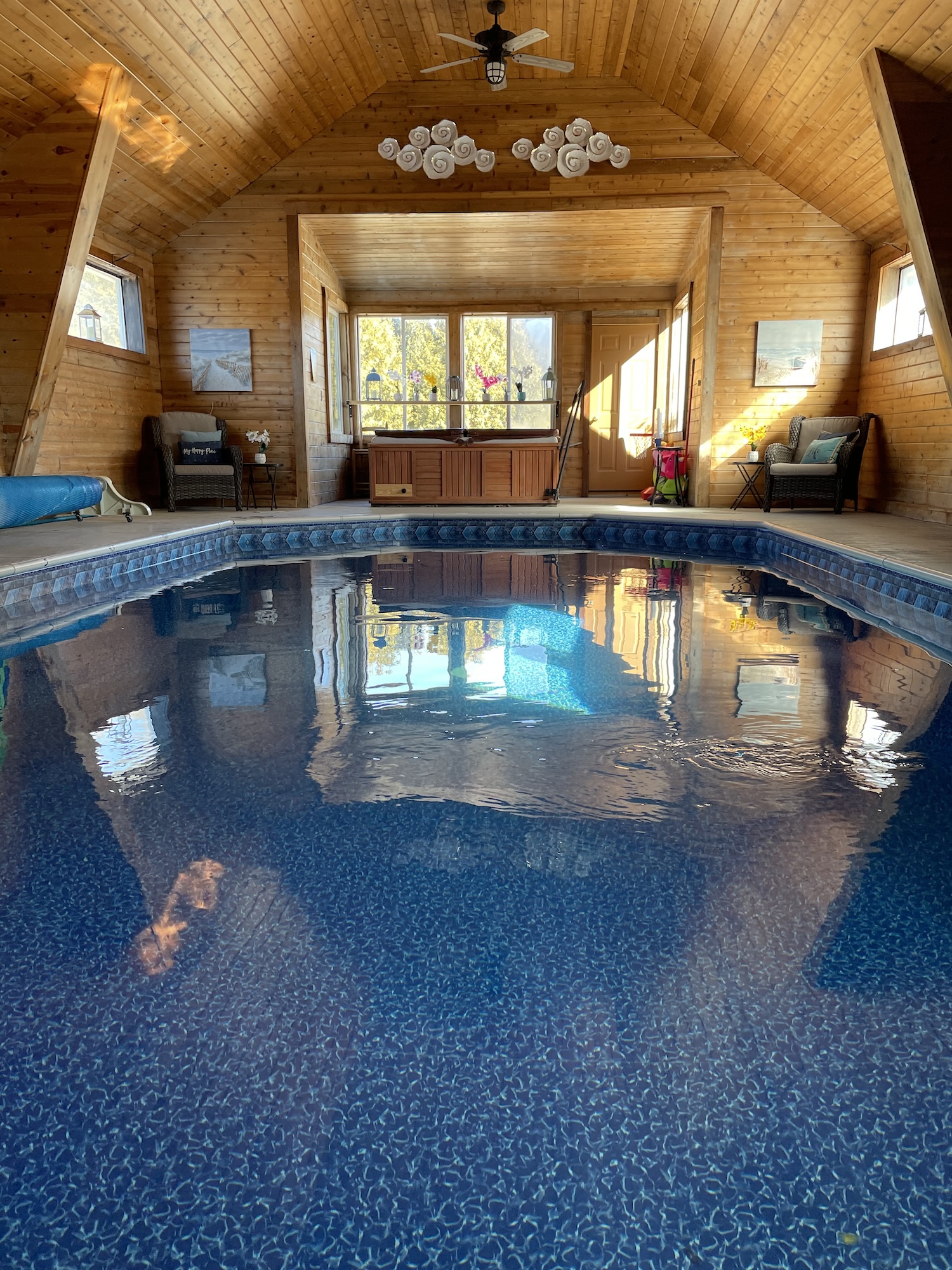 The indoor pool at Heart and Soil Ridge farm stay