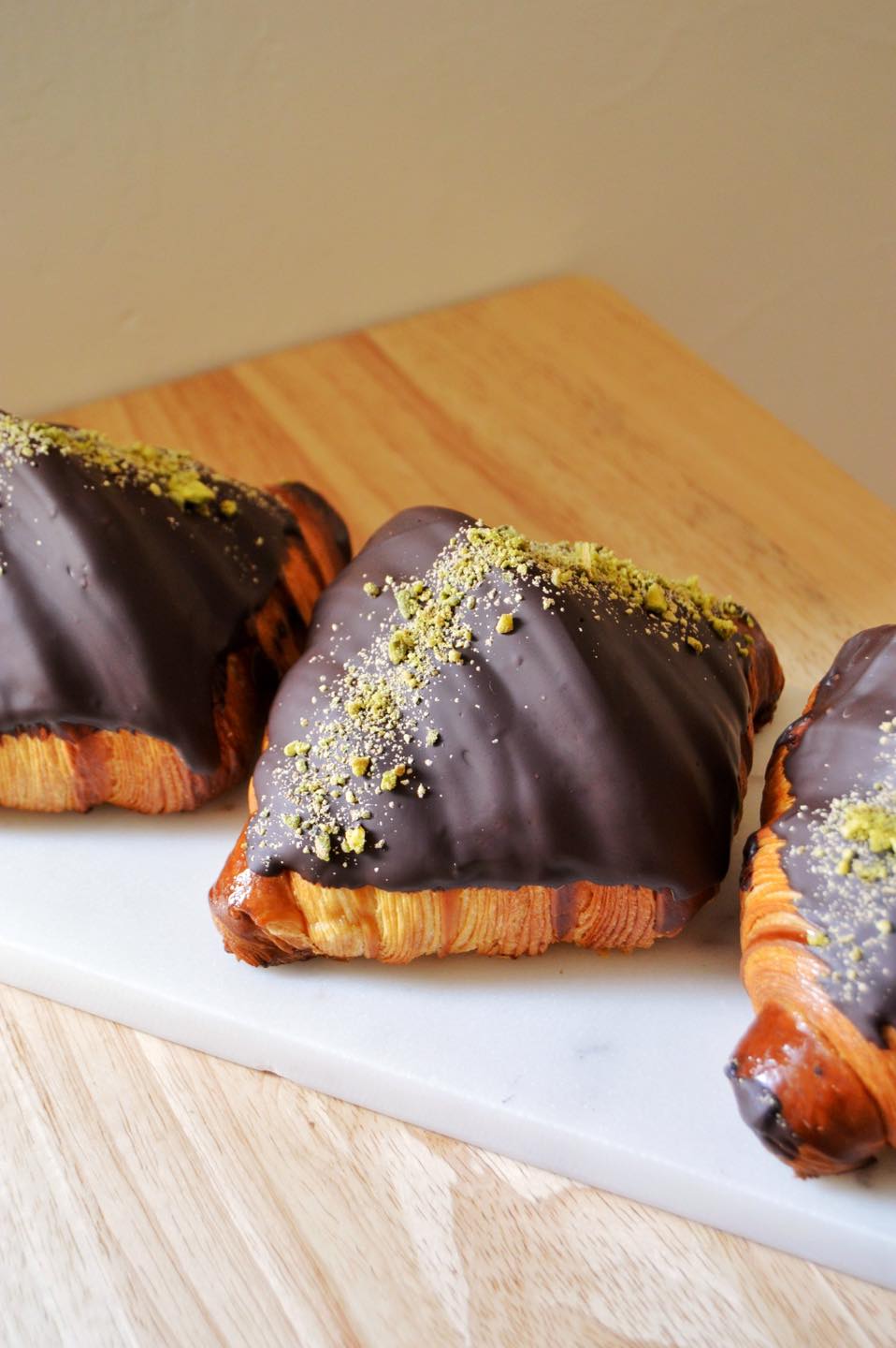 Pistachio croissants at Marc Heu Pattiserie Paris