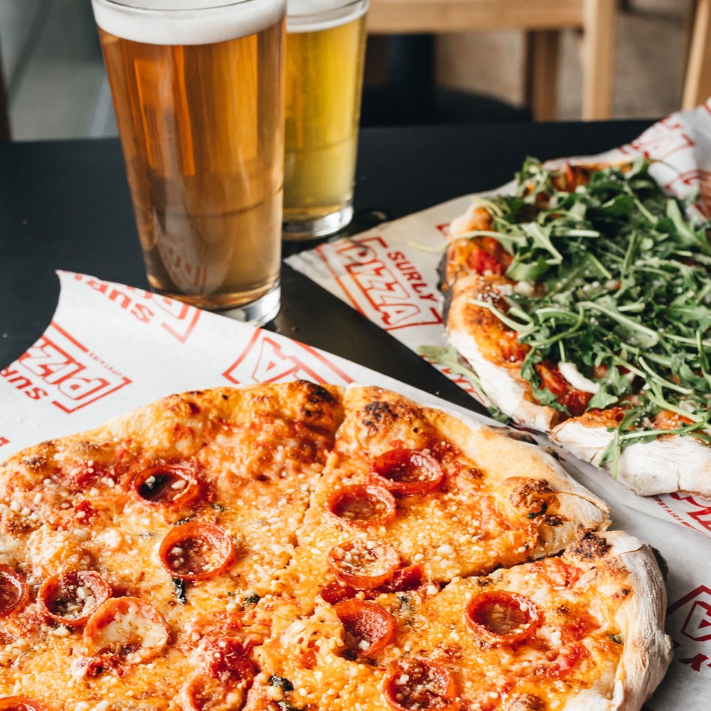 Connecticut-style pizza at Surly Pizza Upstairs