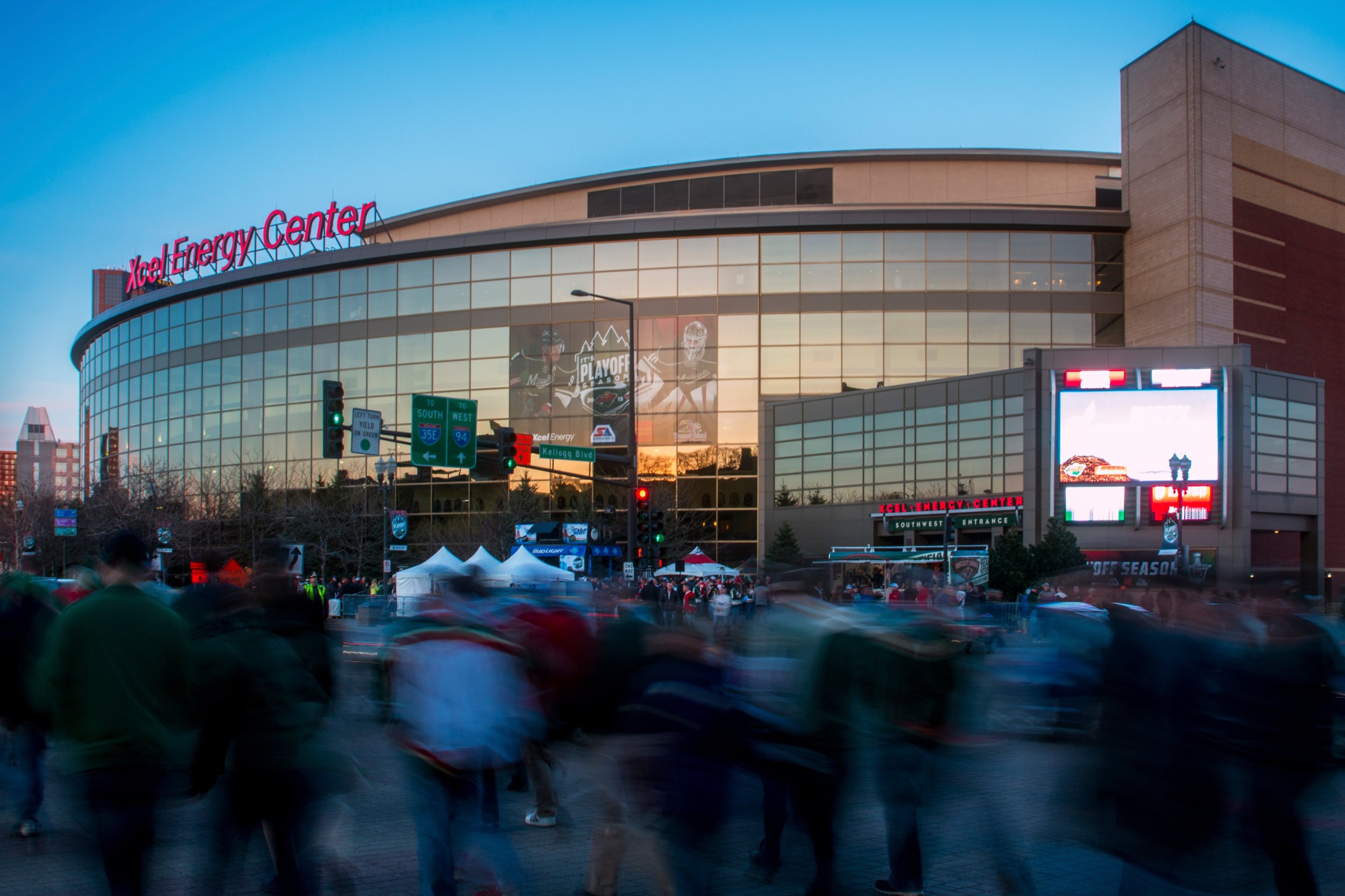 Xcel Energy Center exterior before a Minnesota Wild game