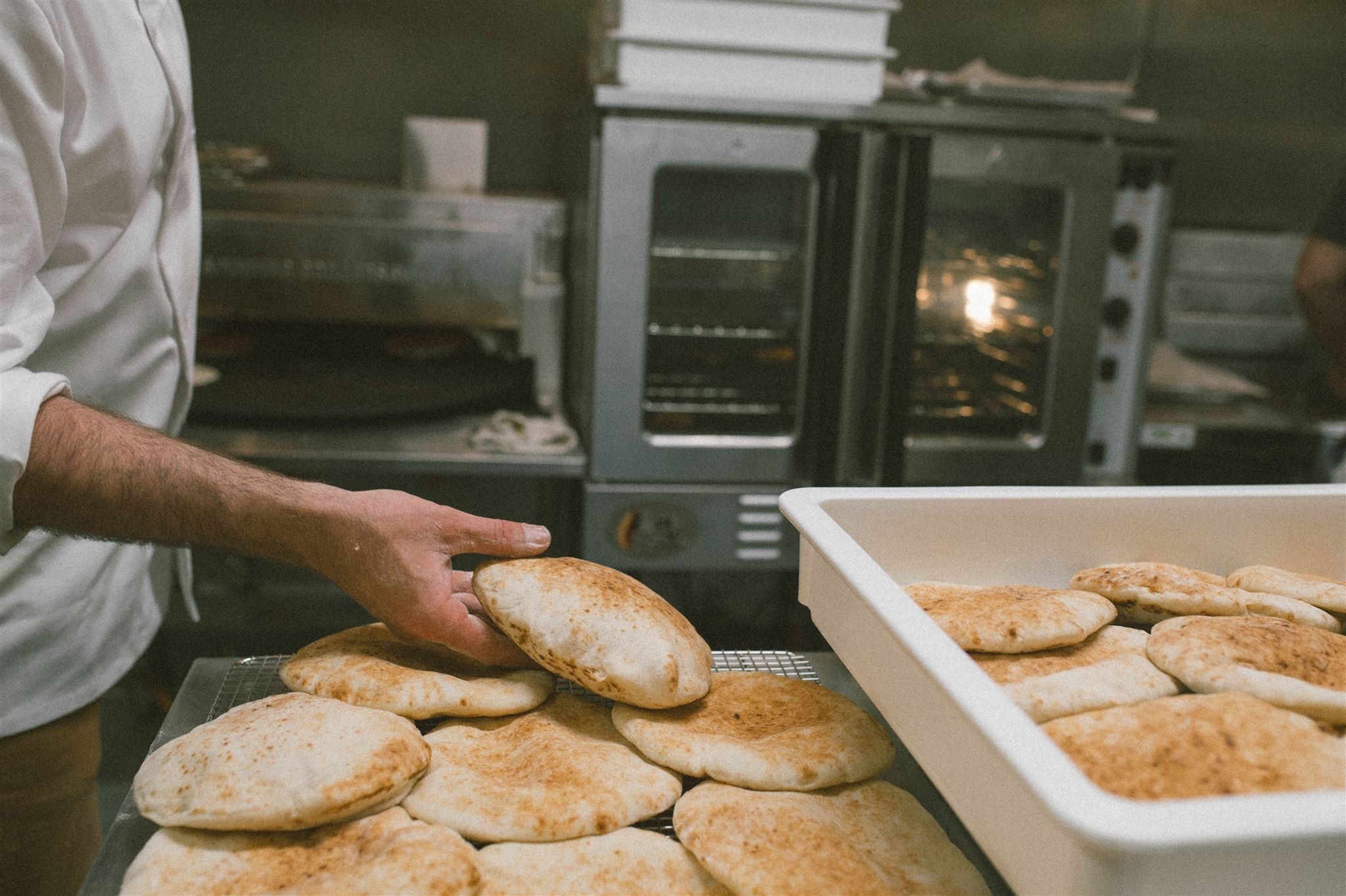 Fresh pita bread at Falastin in Duluth
