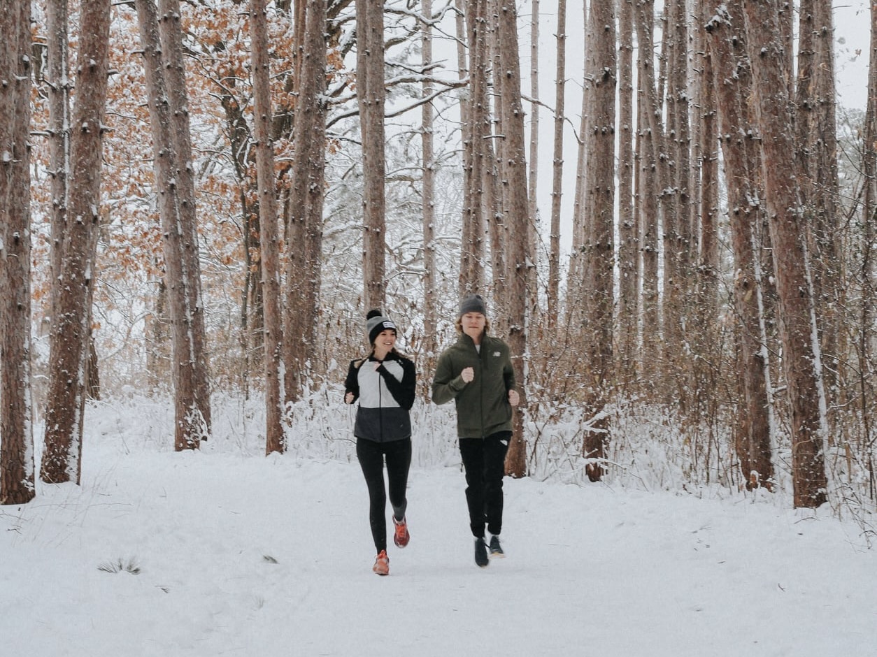 Runners in the winter