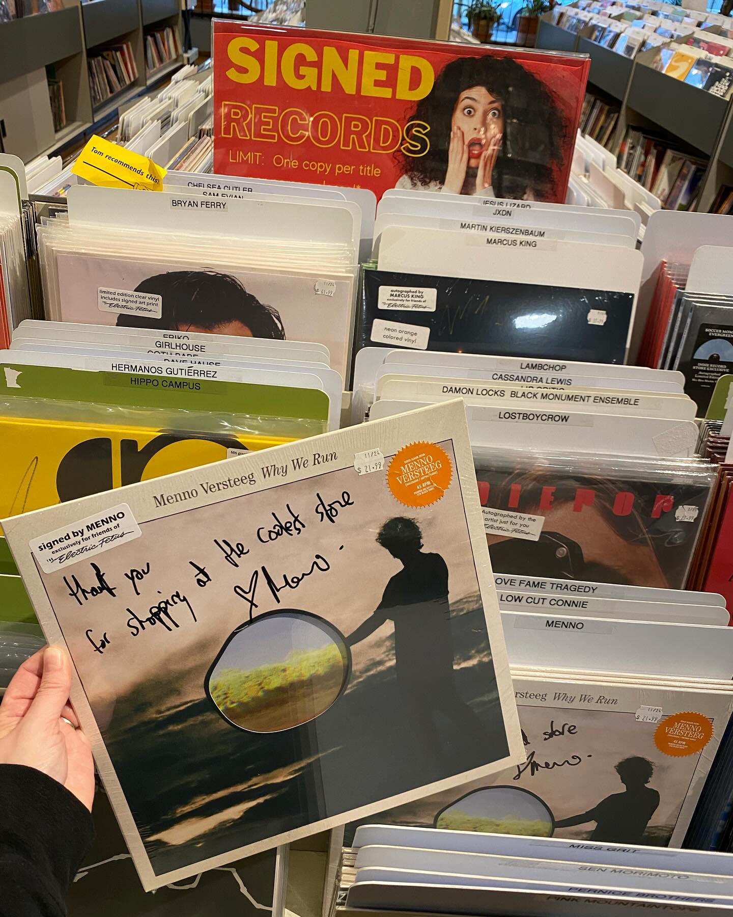 The signed vinyl section at Electric Fetus