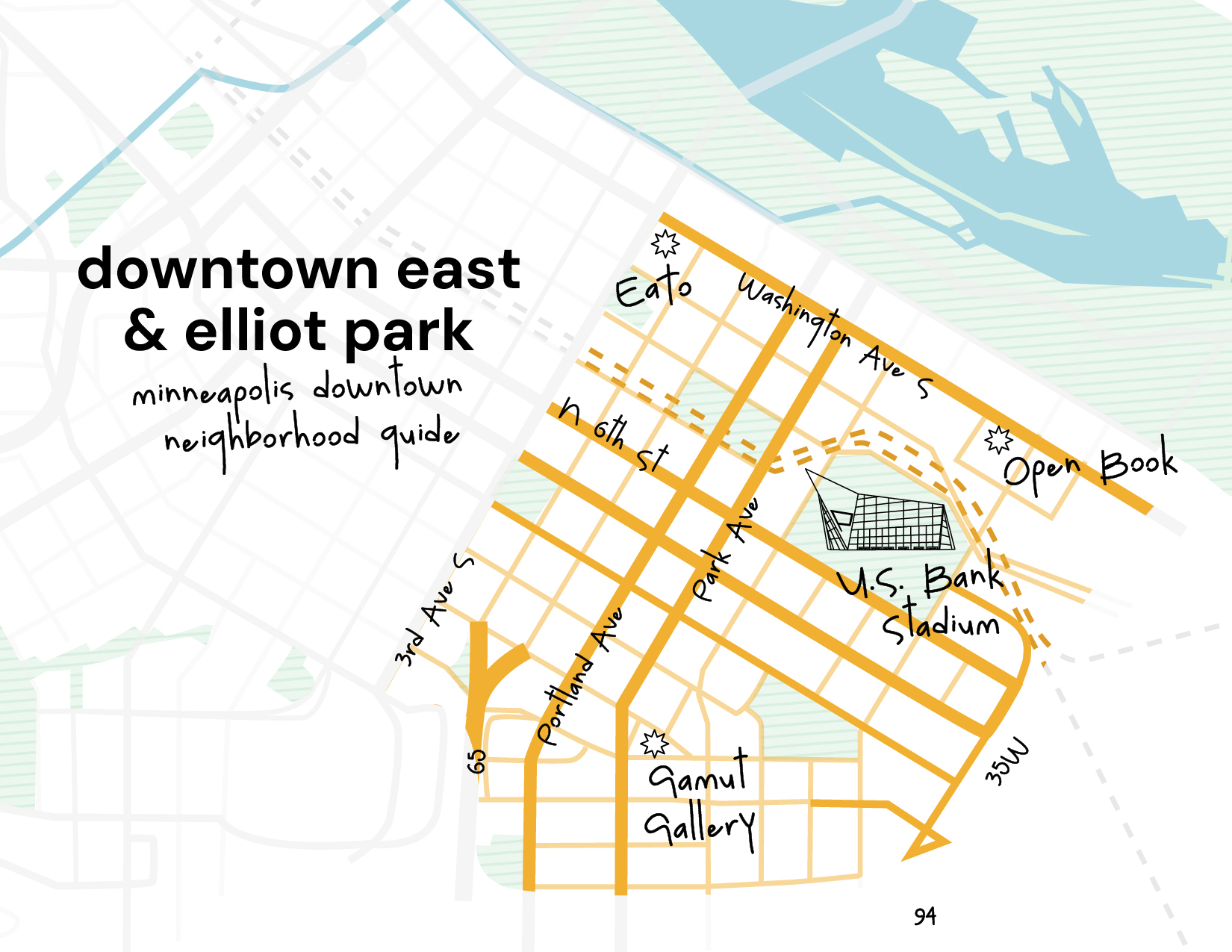 Downtown East and Elliot Park map