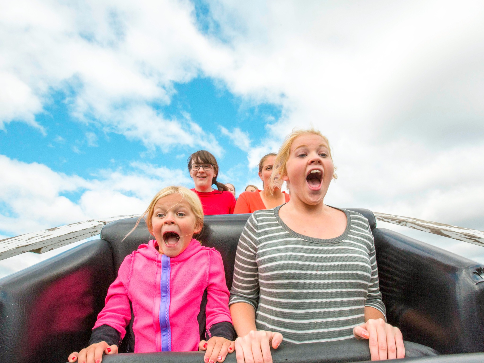 Riding a rollercoaster at Valleyfair