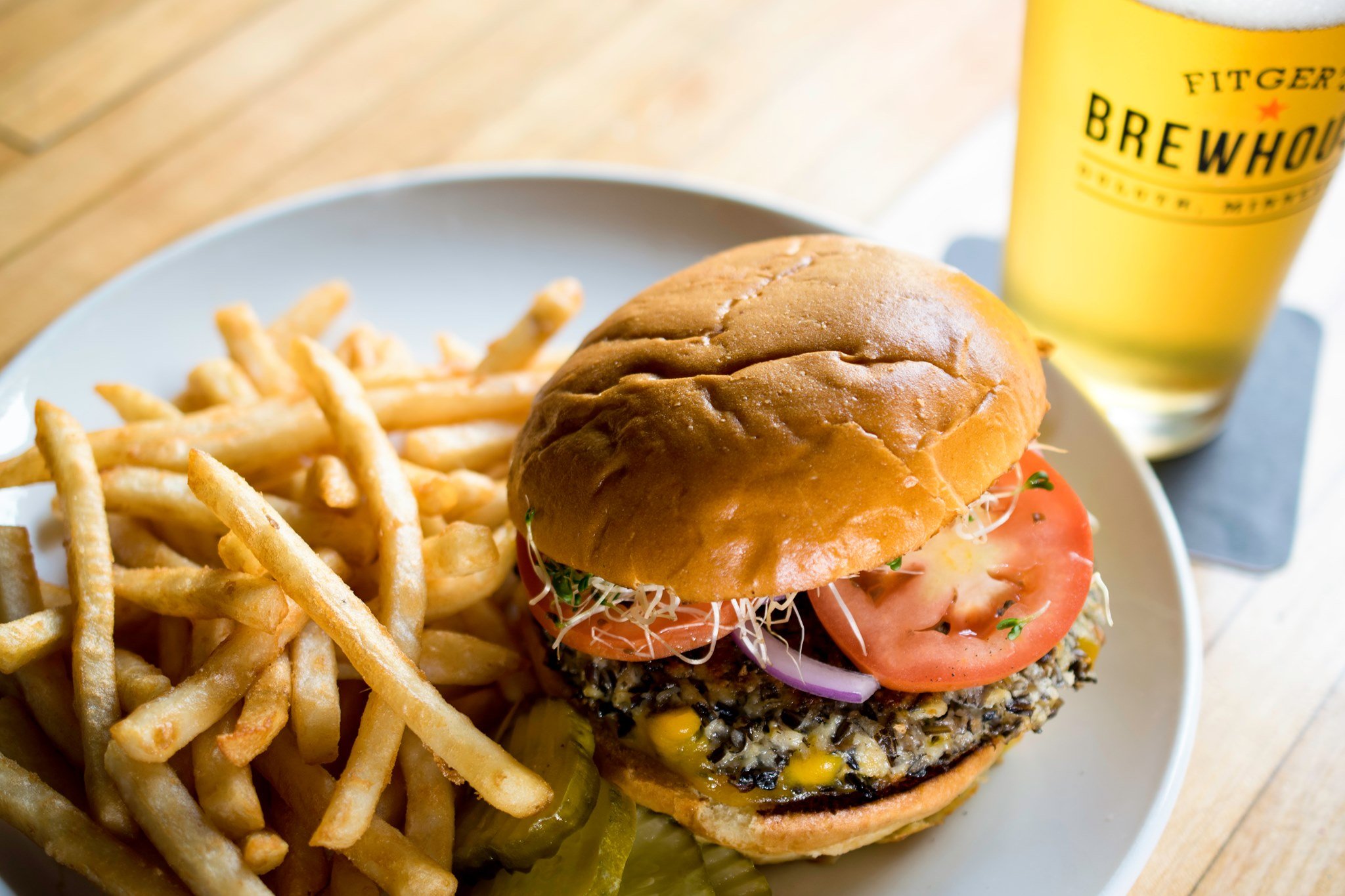 The wild rice burger at Fitger's