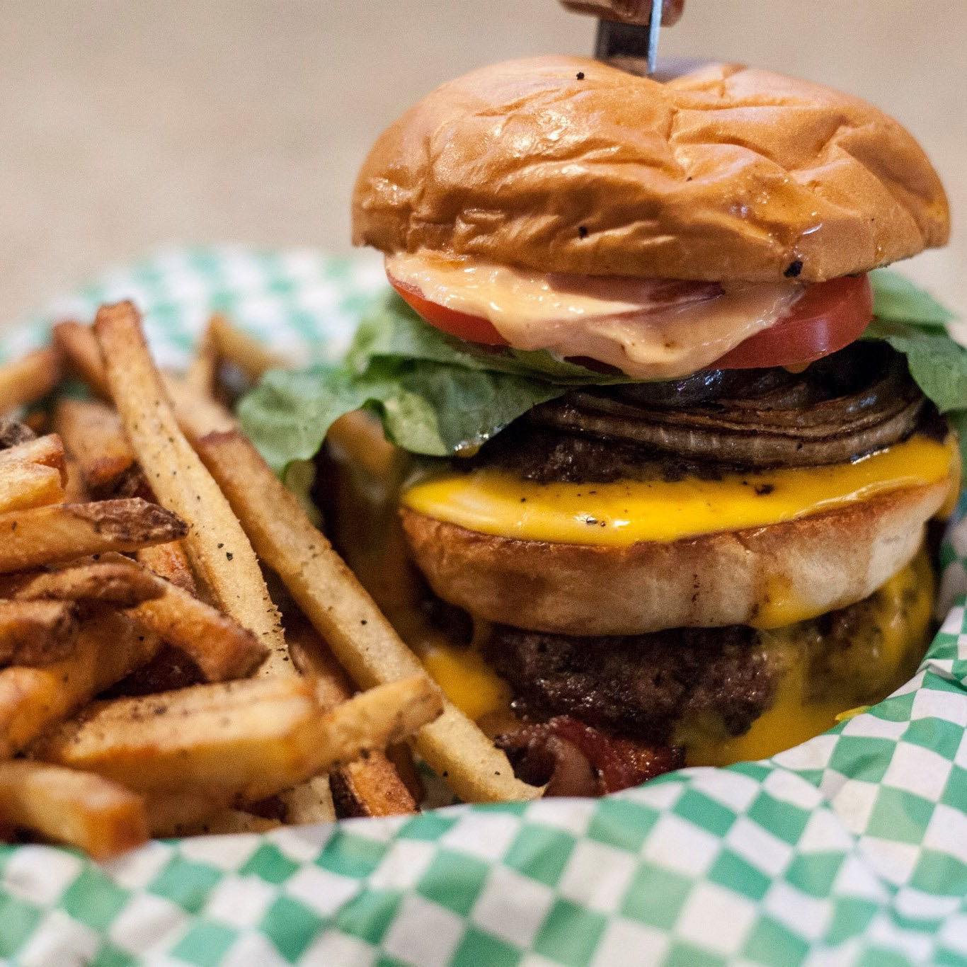 A burger at Shamrocks: The Irish Nook