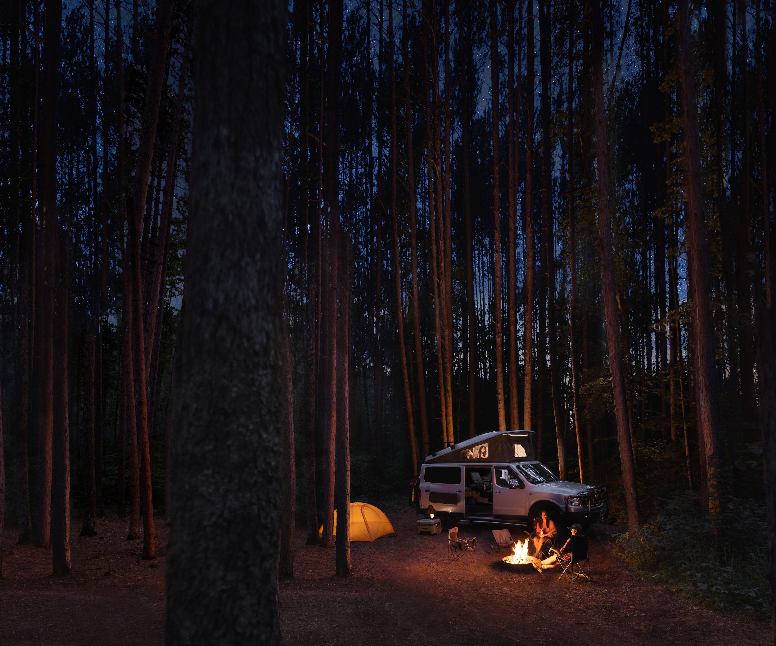 A family camps near Cass Lake in Chippewa National Forest