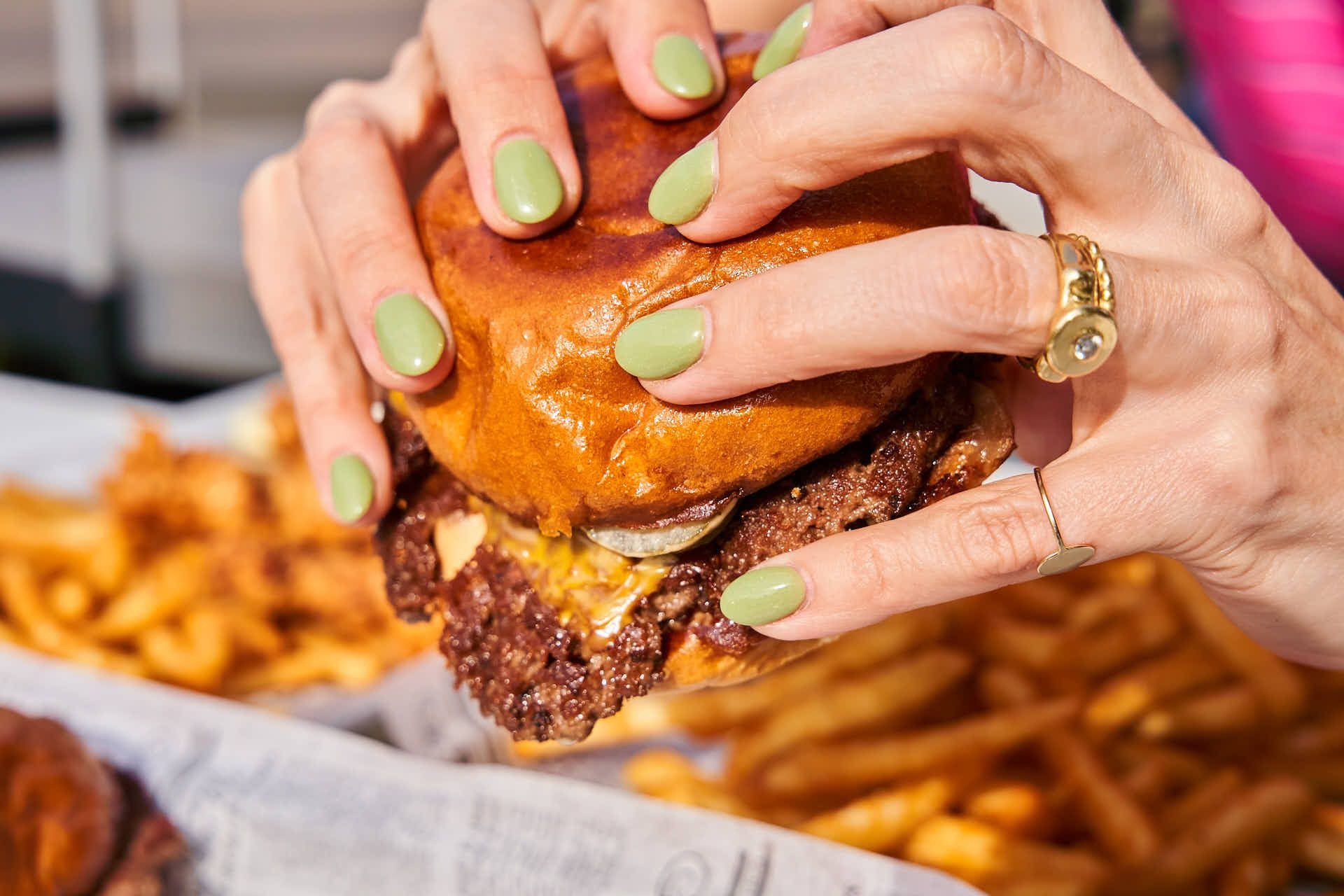 The signature smash burger at Dream Creamery