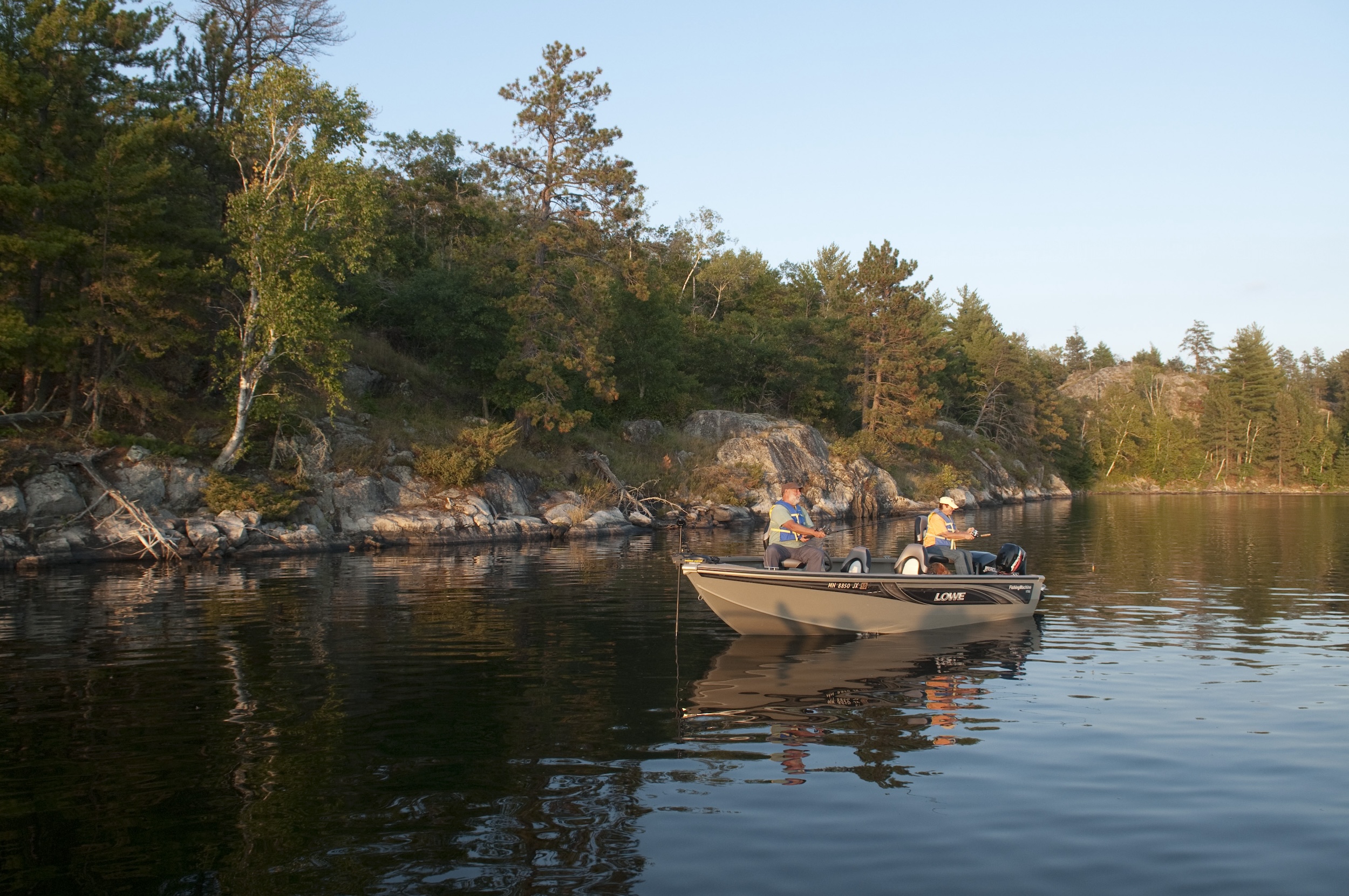 A couple friends fish in Kabetogama Lake