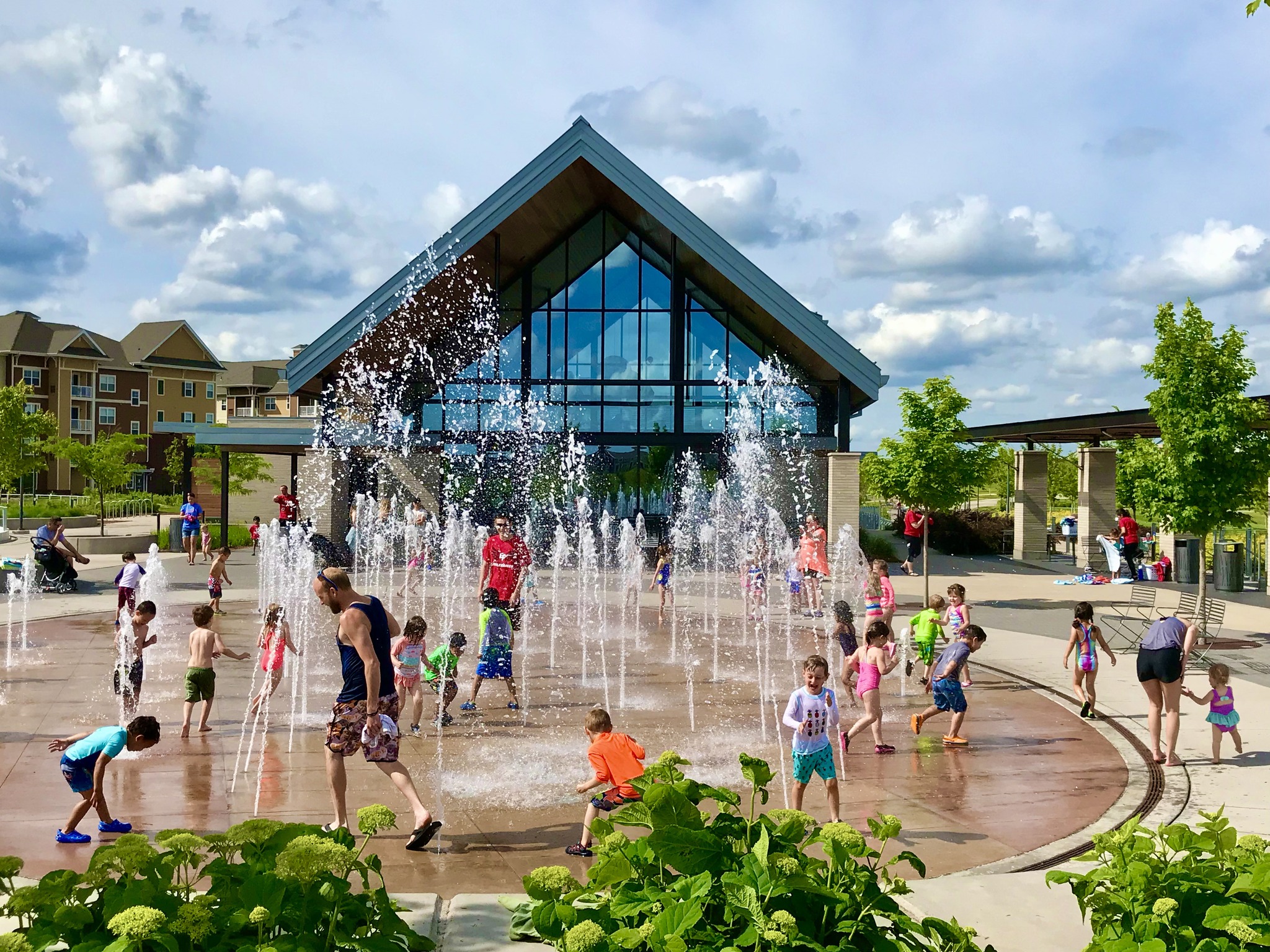 The splash pad at Central Park in Maple Grove