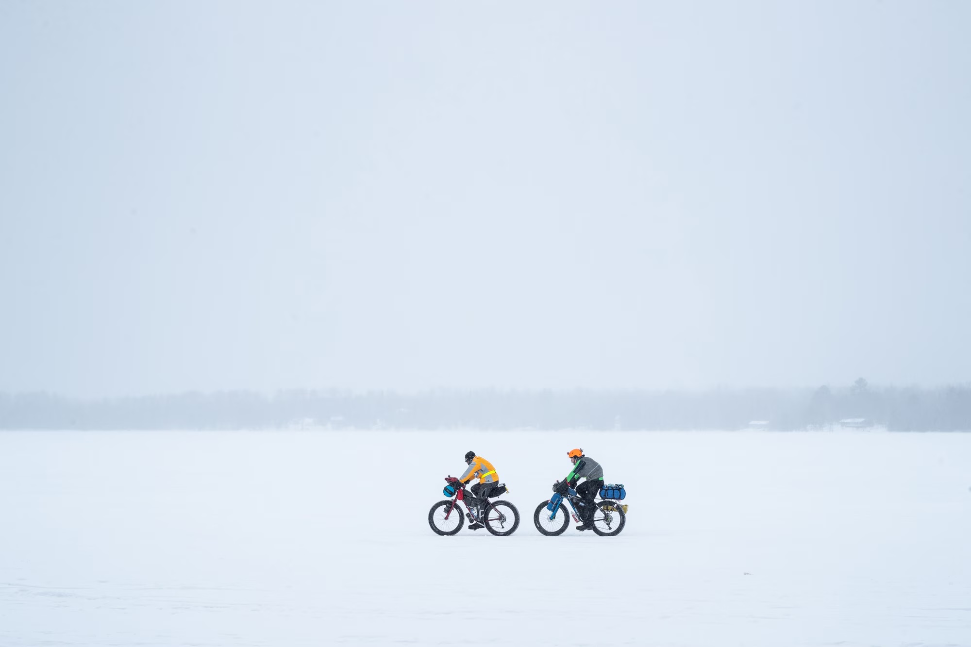 A couple bikers compete in the Arrowhead Ultra 135 race