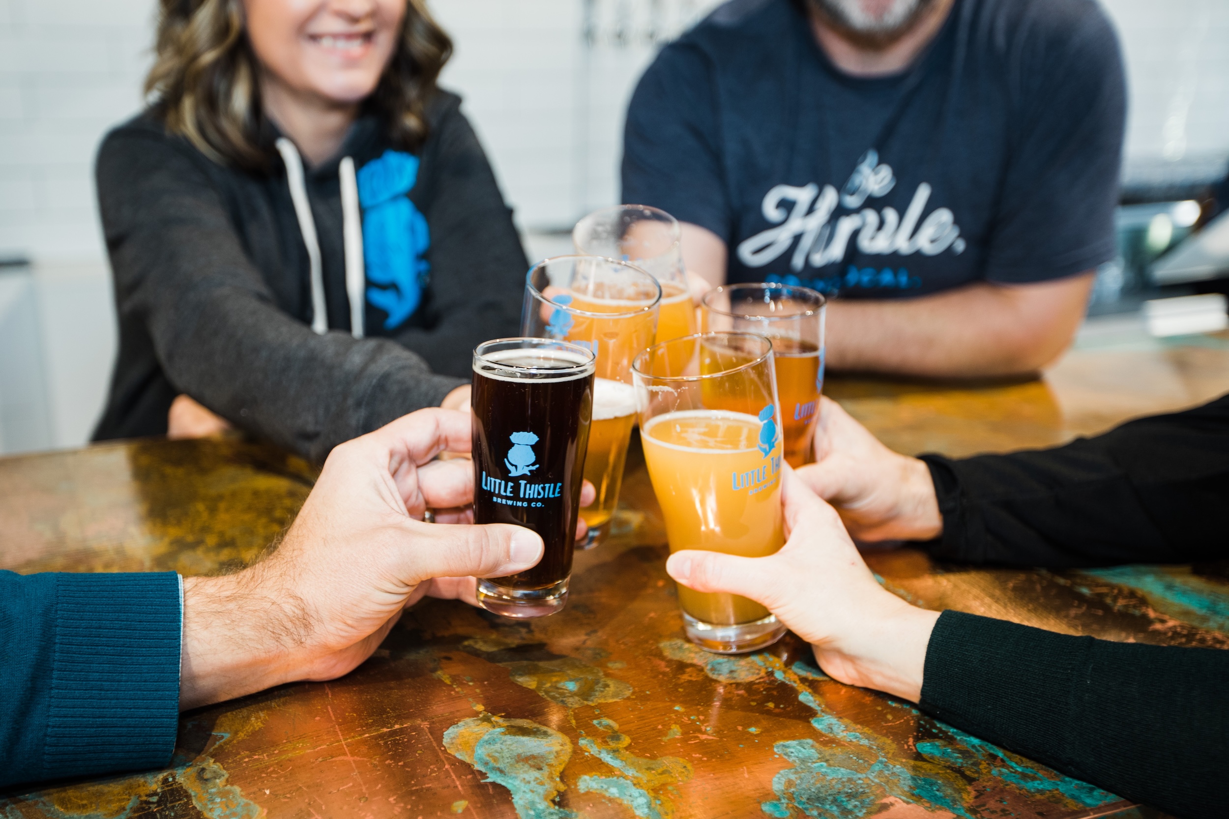 A toast at Little Thistle Brewing Co.