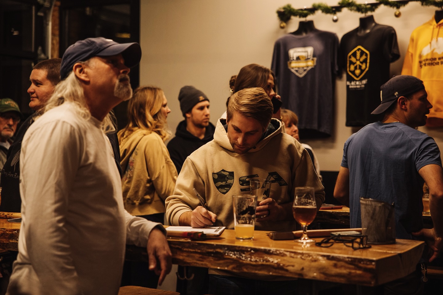An axe-throwing match at Blacklist Brewing Co.