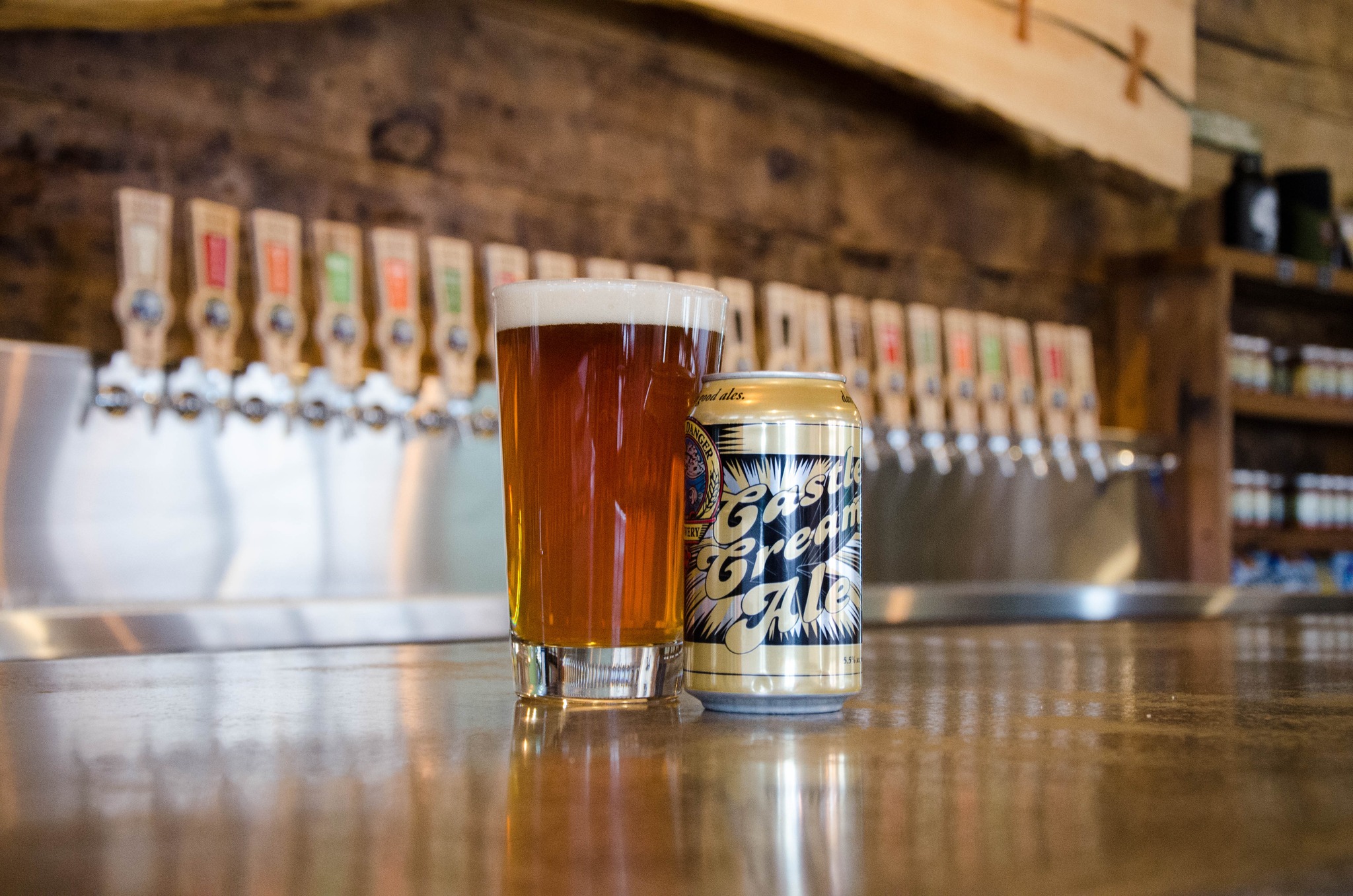 A can of Castle Cream Ale at Castle Danger's Two Harbors taproom