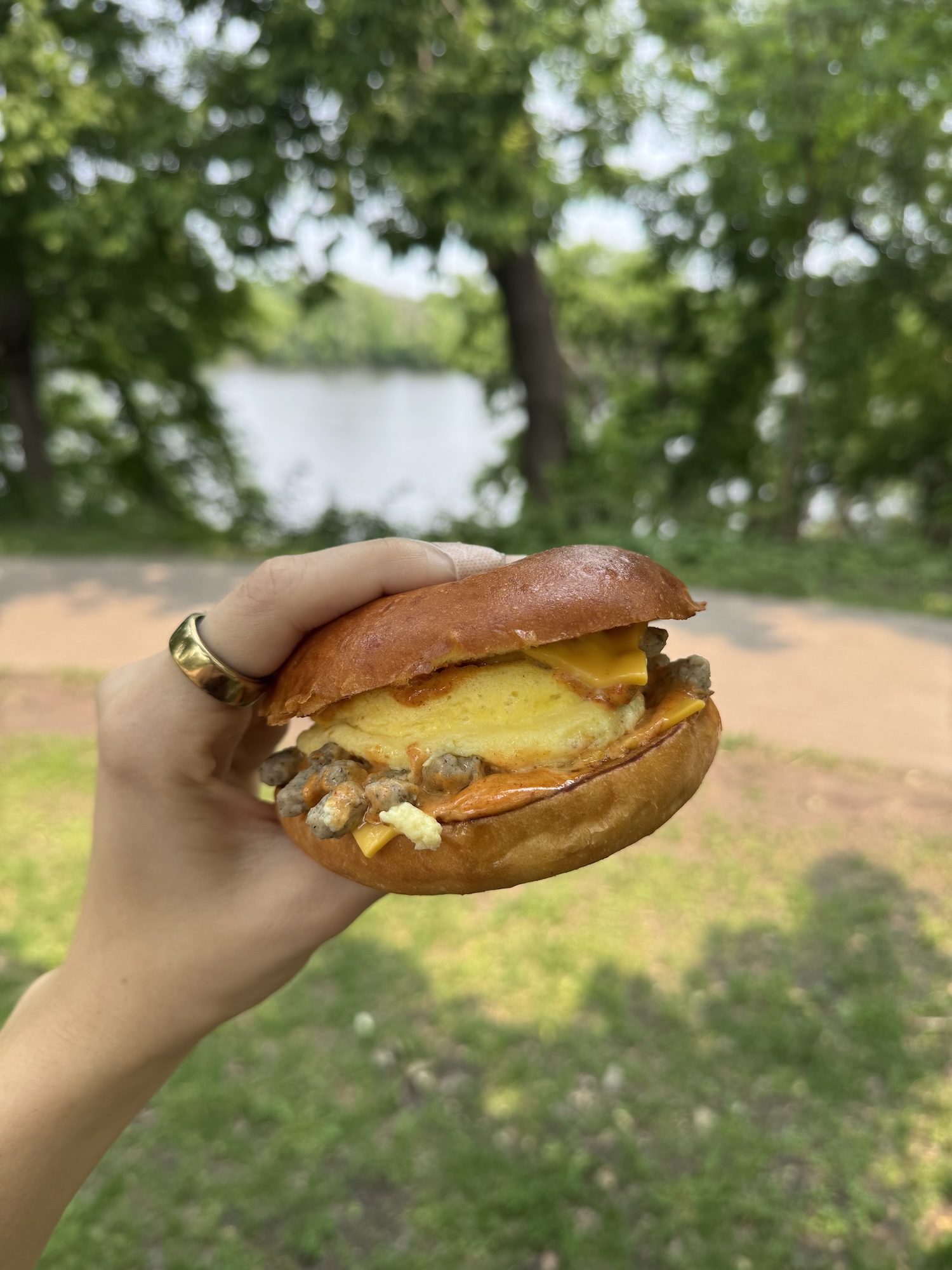 A sandwich from Egg on a Roll