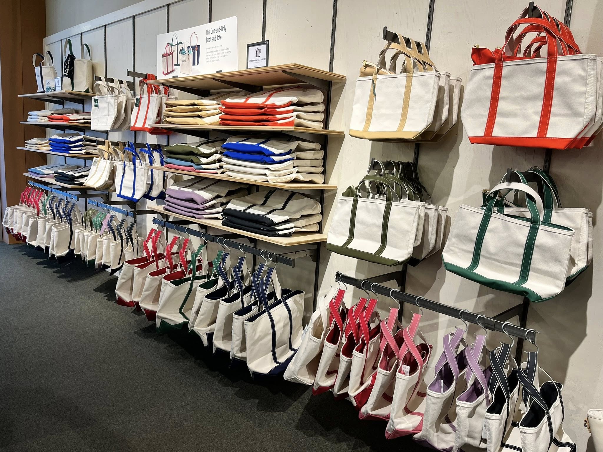 The Boat and Tote section at L.L. Bean's Mall of America store