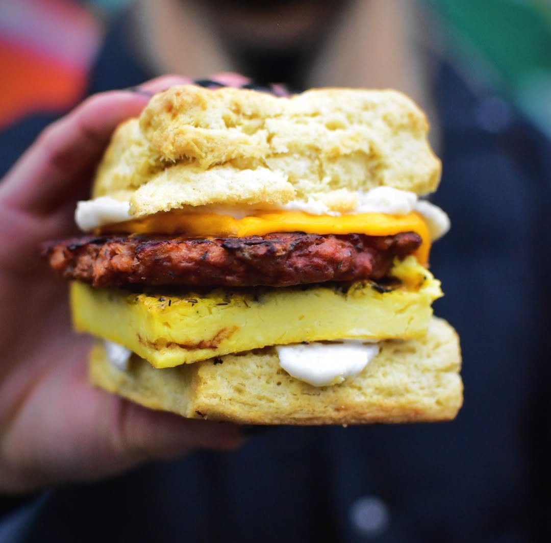 A vegan breakfast sandwich at Reverie