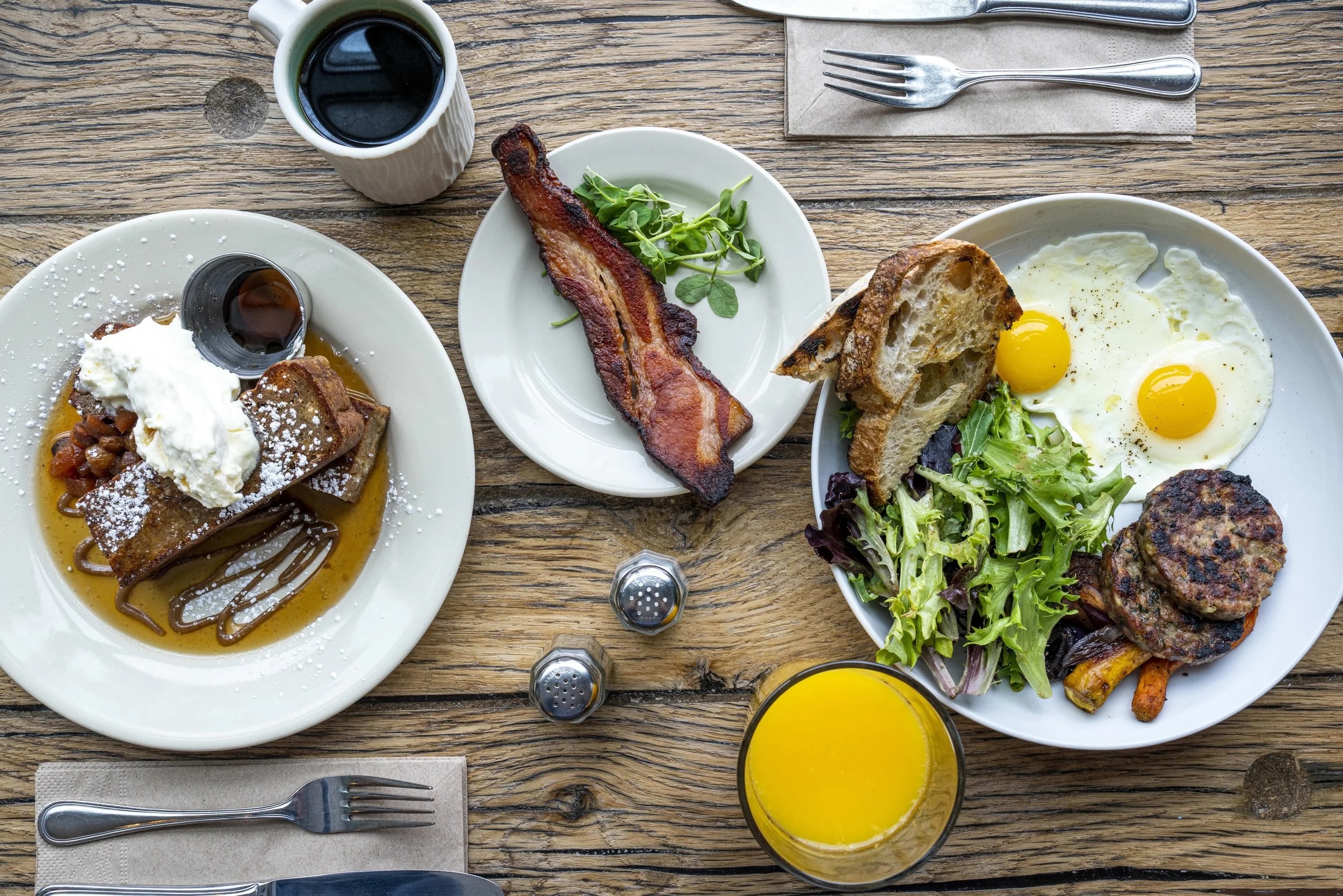 A breakfast spread at Wise Acre Eatery
