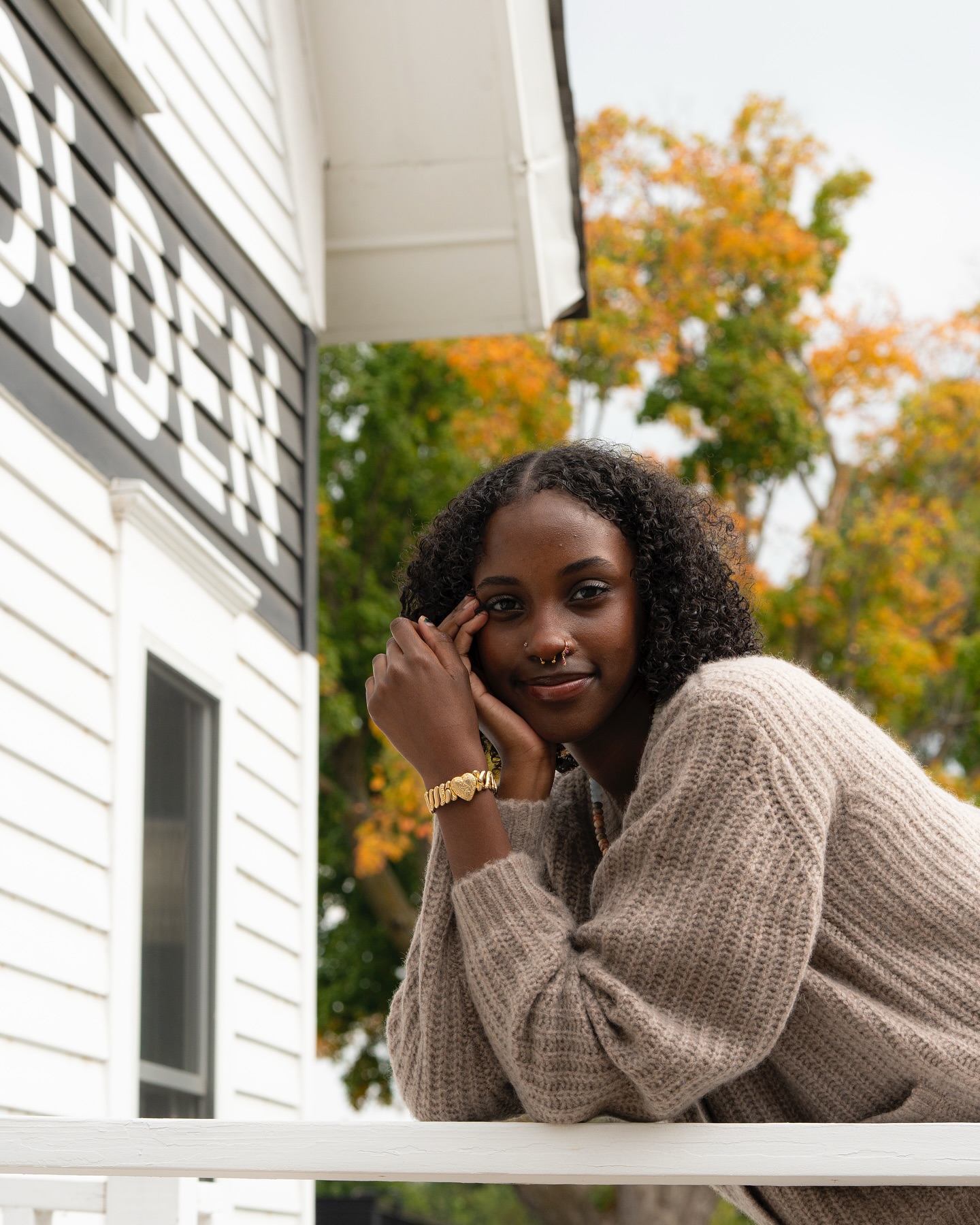 A model wears a fall look from Golden Rule