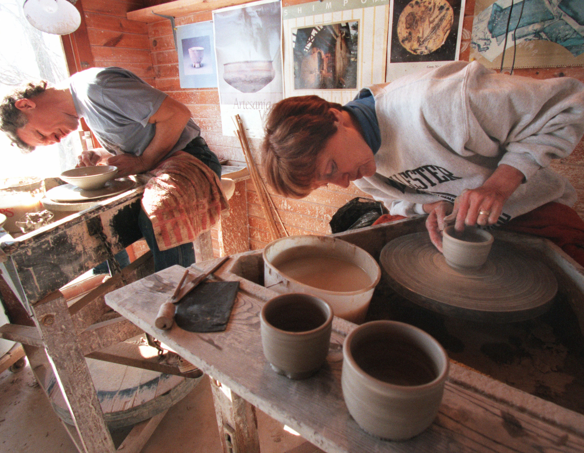 Joan Mondale, making pottery