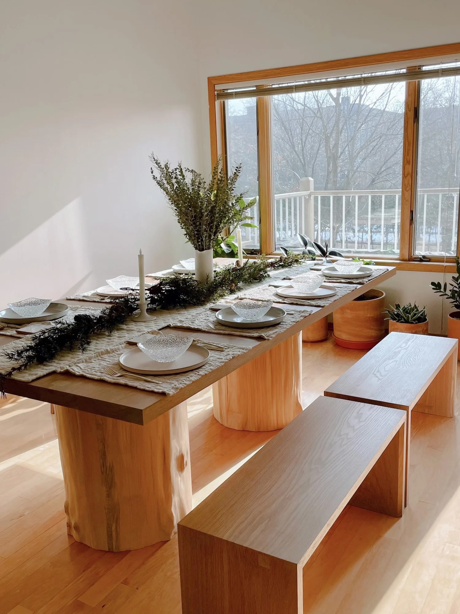 A kitchen table set by Ty's Timber Works