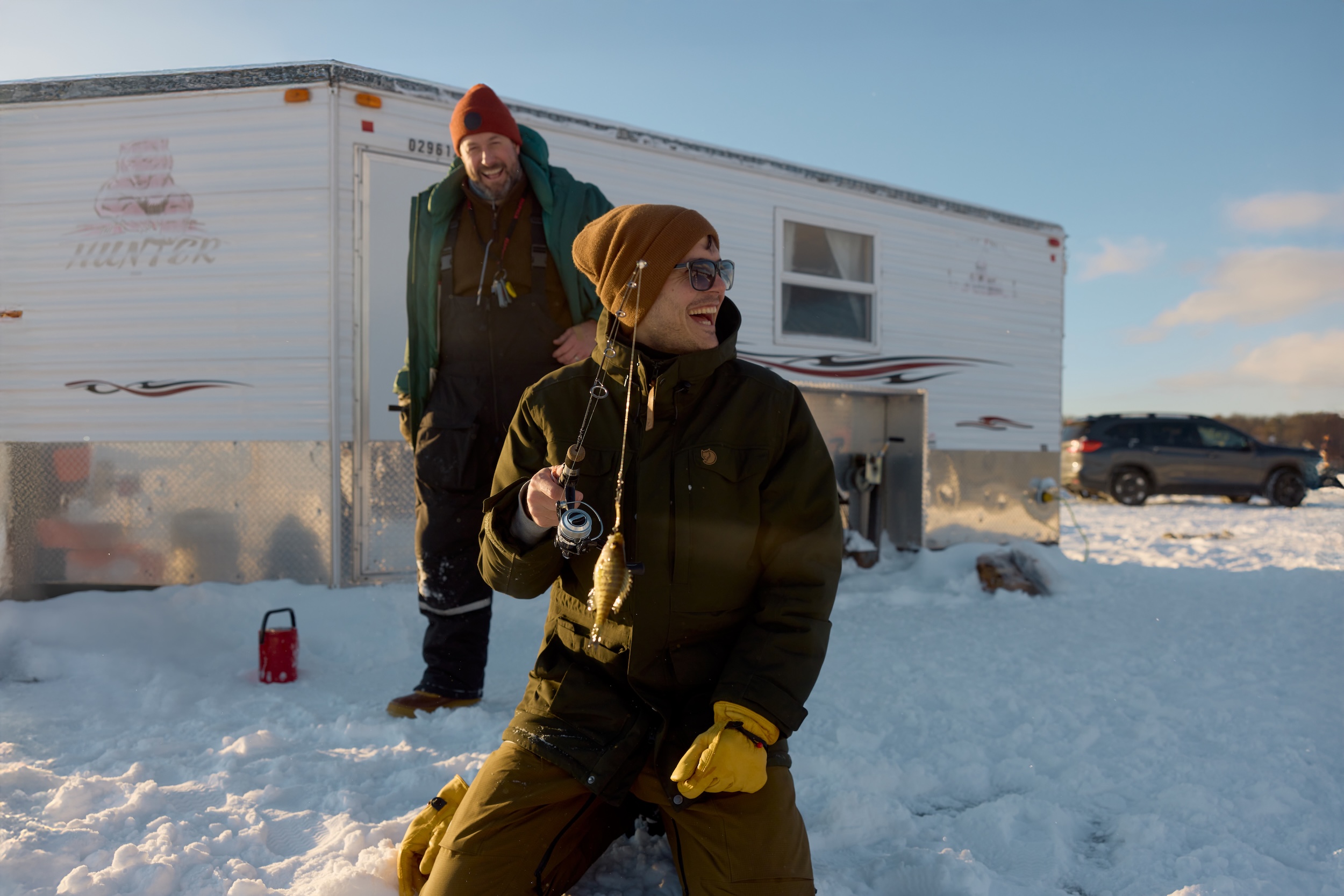 Ice fishing in Breezy Point