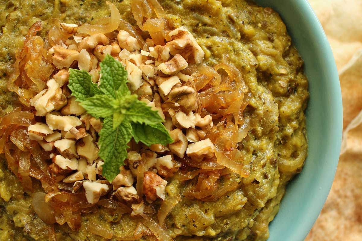 Kashk e bademja, an eggplant dip at Caspian Bistro