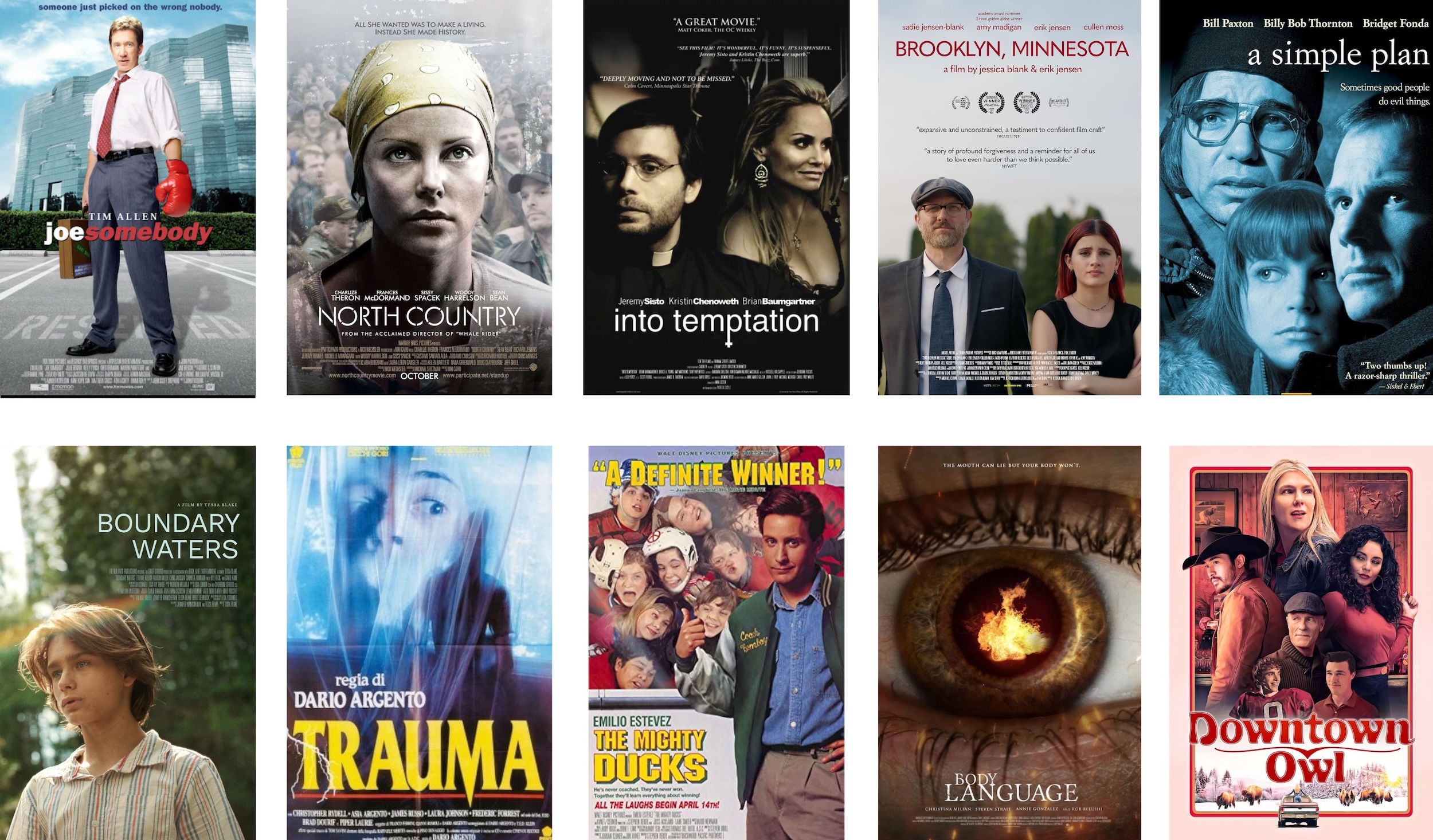 A collage of movies that were made in Minnesota