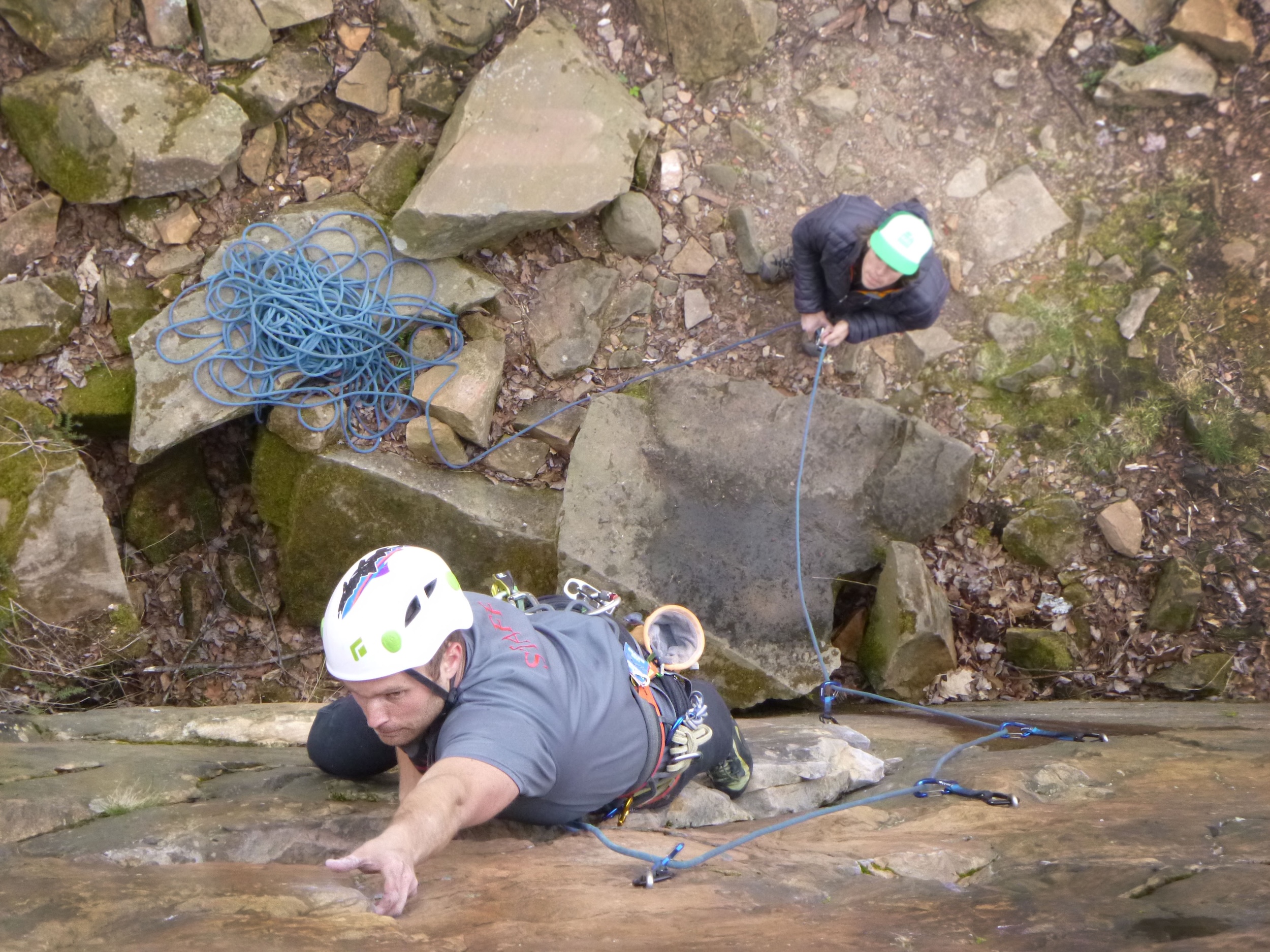 A rock climber in Sandstone, Minnesota