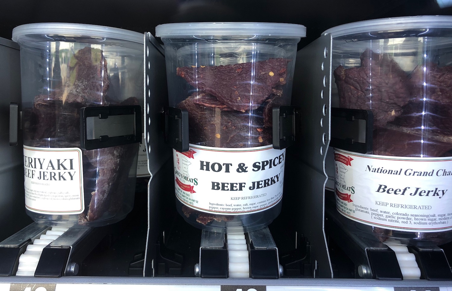The jerky vending machine at Greg's Meats