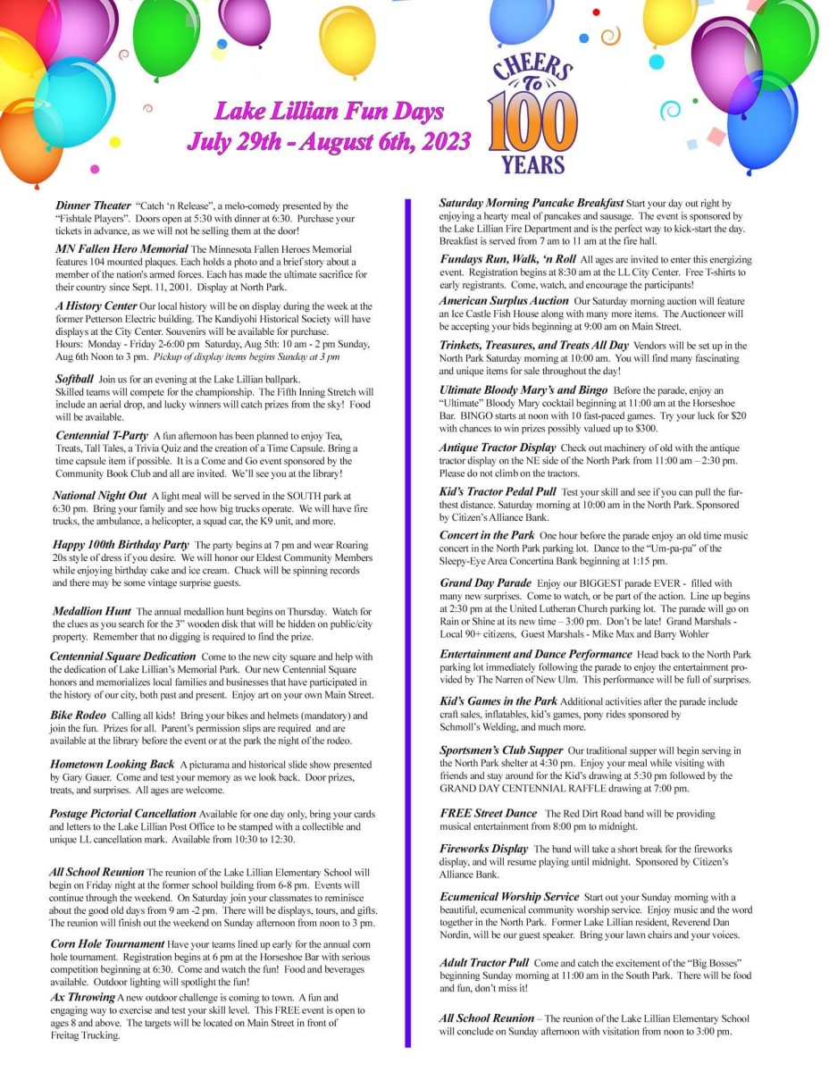 Lake Lillian Fun Days Explore Minnesota