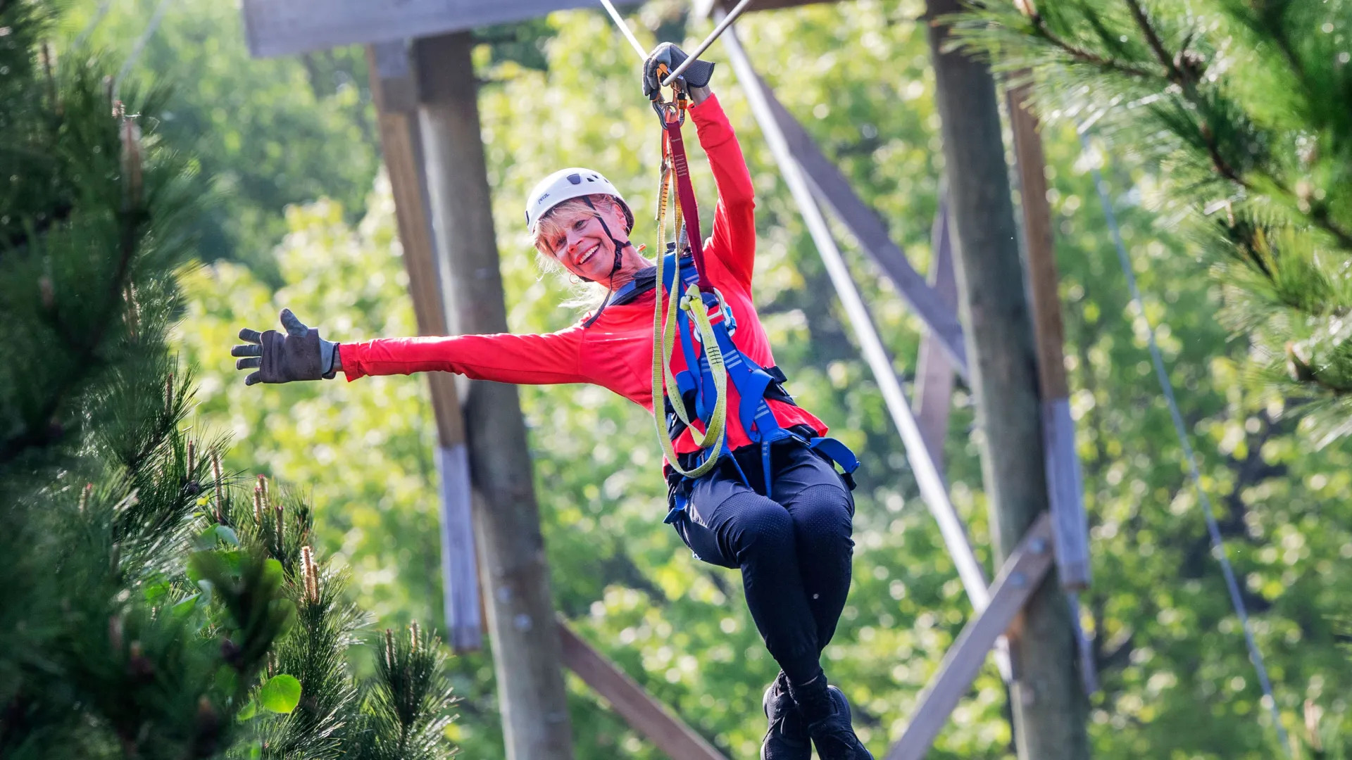 Woman on zip line