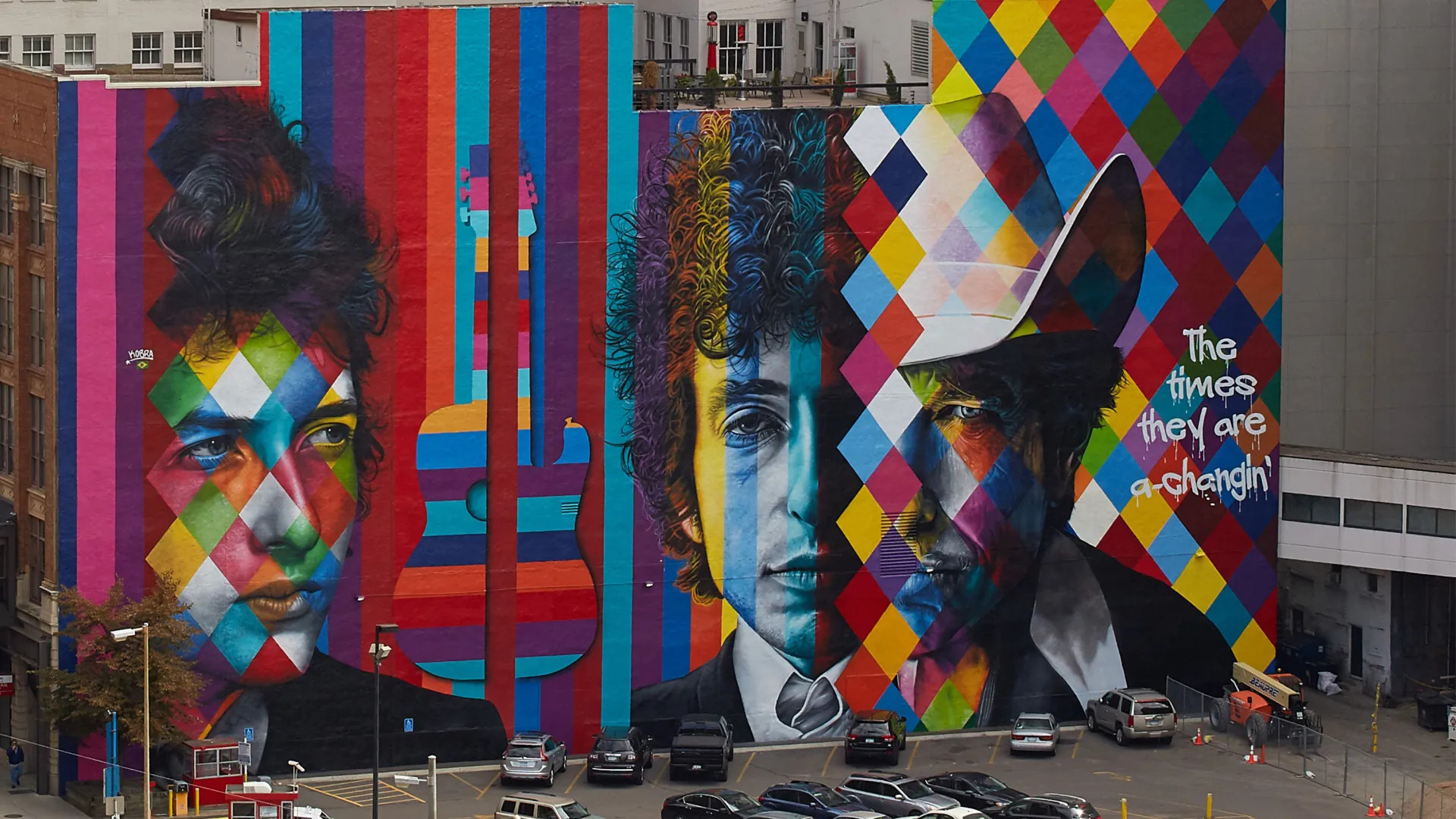Bob Dylan mural downtown Minneapolis